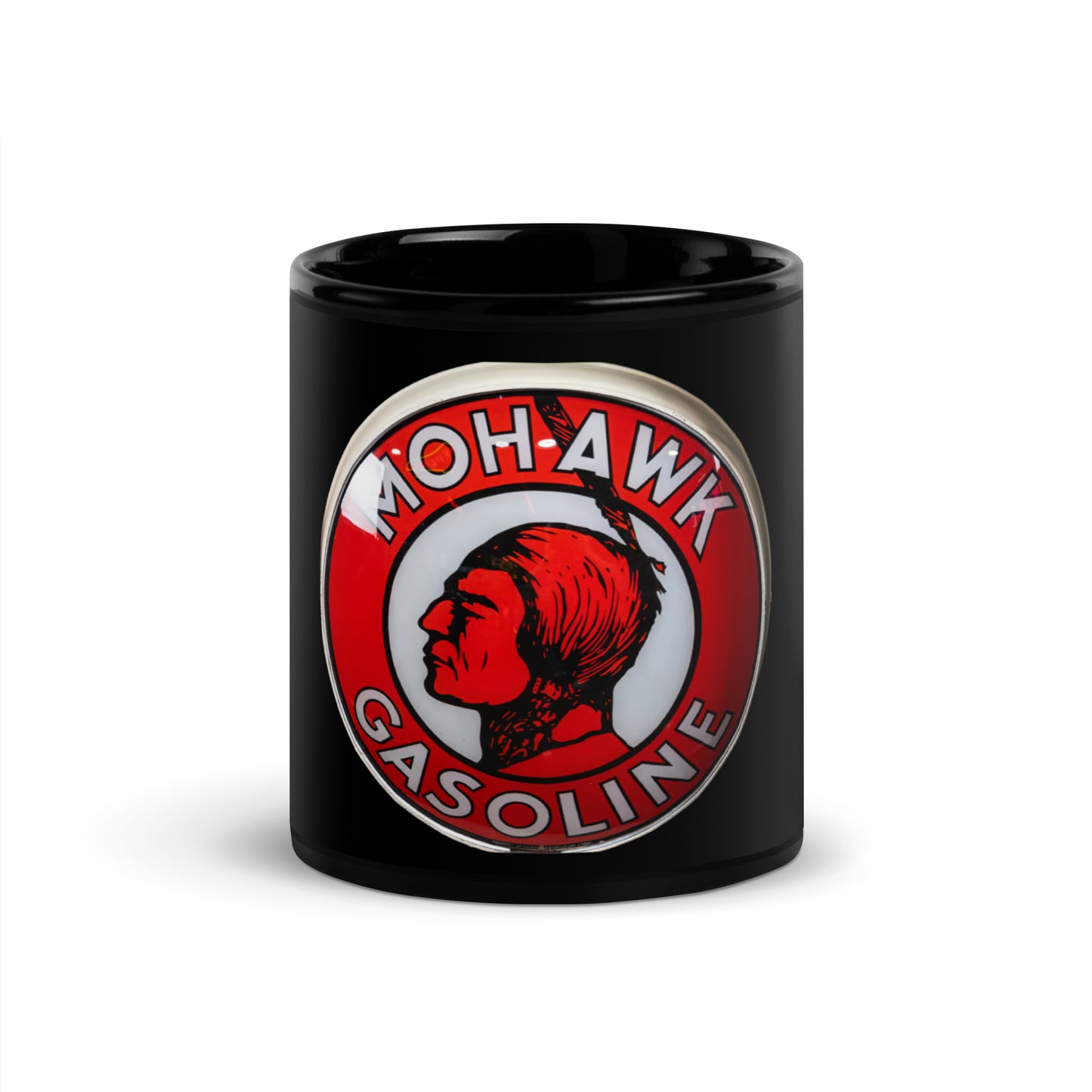 Vintage Mohawk Gas Globe Black Glossy Mug