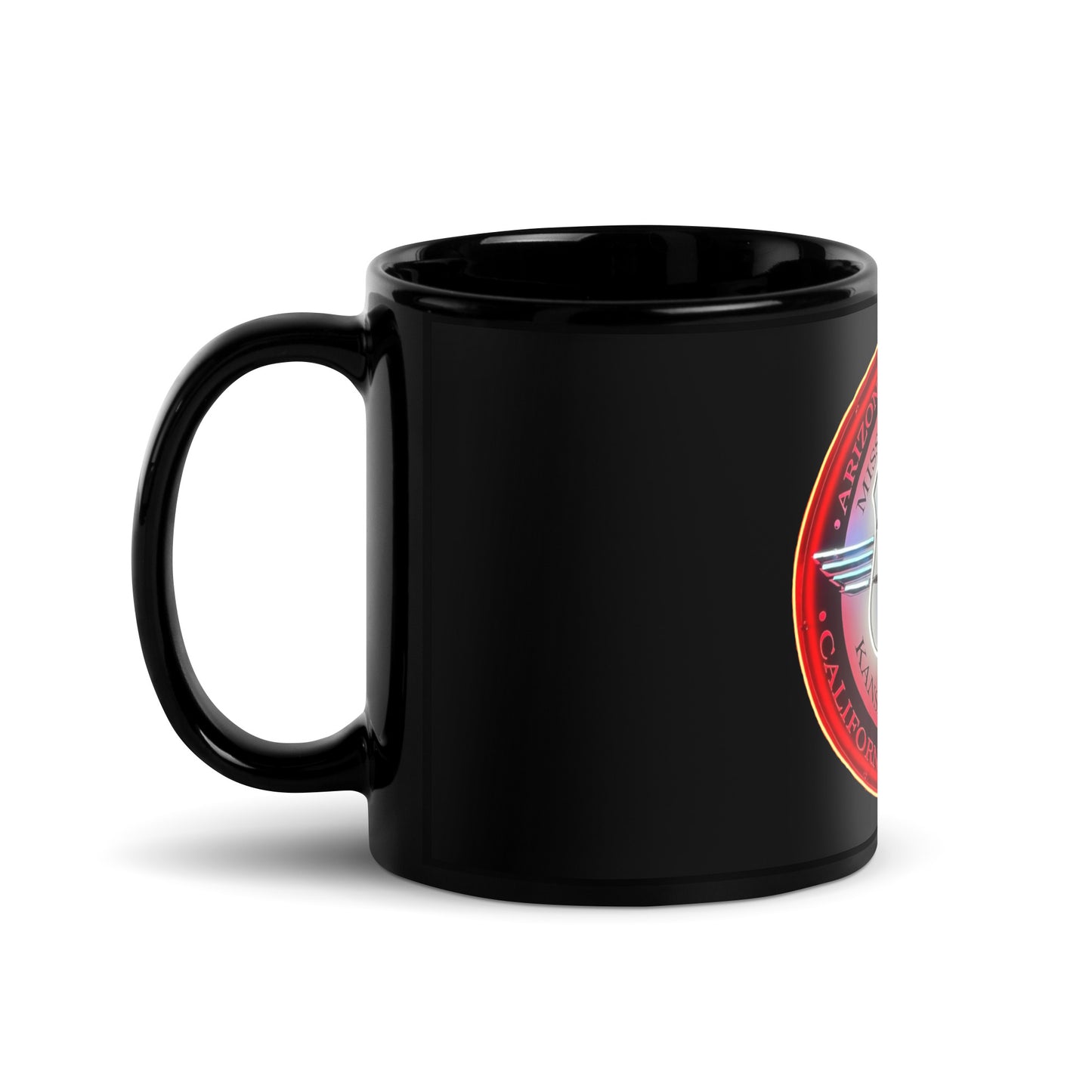 Vintage Route 66 Neon Style Lit Black Glossy Mug