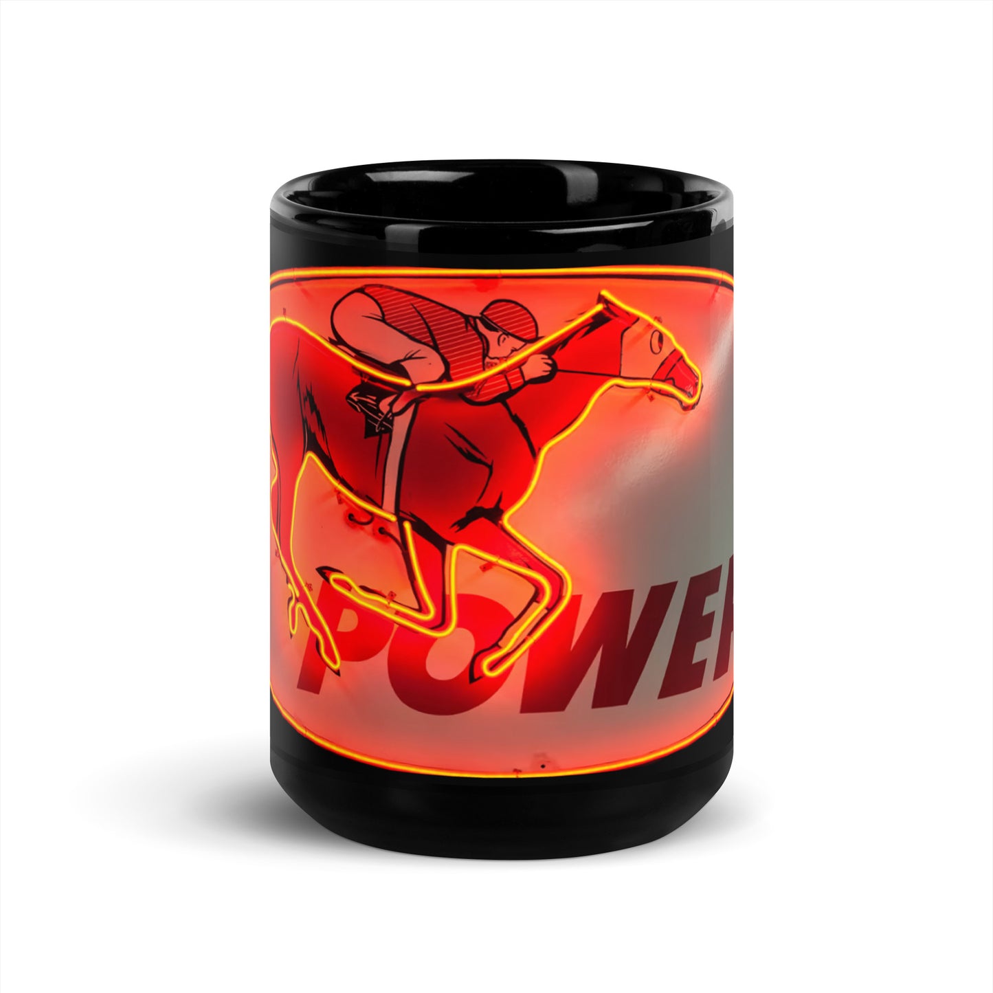 Retro Neon Sign PowerBlack Glossy Mug