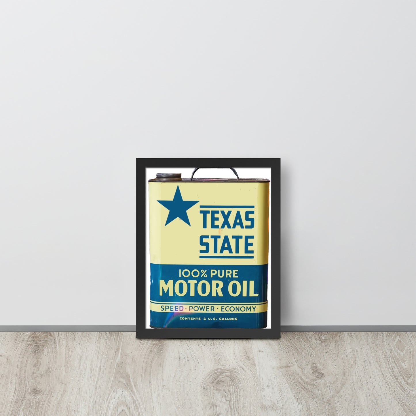 Vintage Texas Motor Oil Can Gallon Design Framed poster