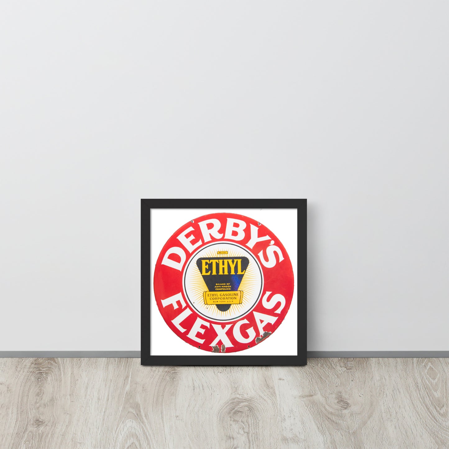 Vintage Derby Gas Tin Painted Design Framed poster