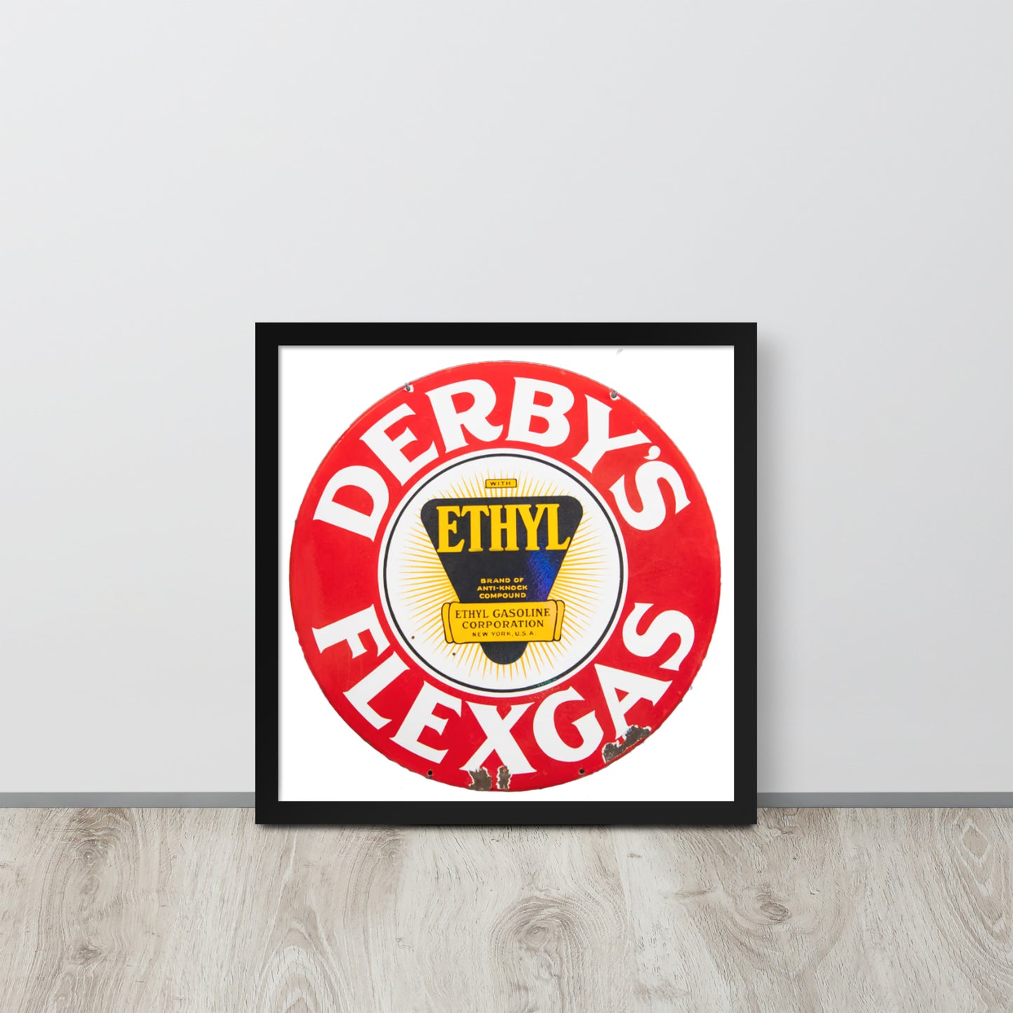 Vintage Derby Gas Tin Painted Design Framed poster