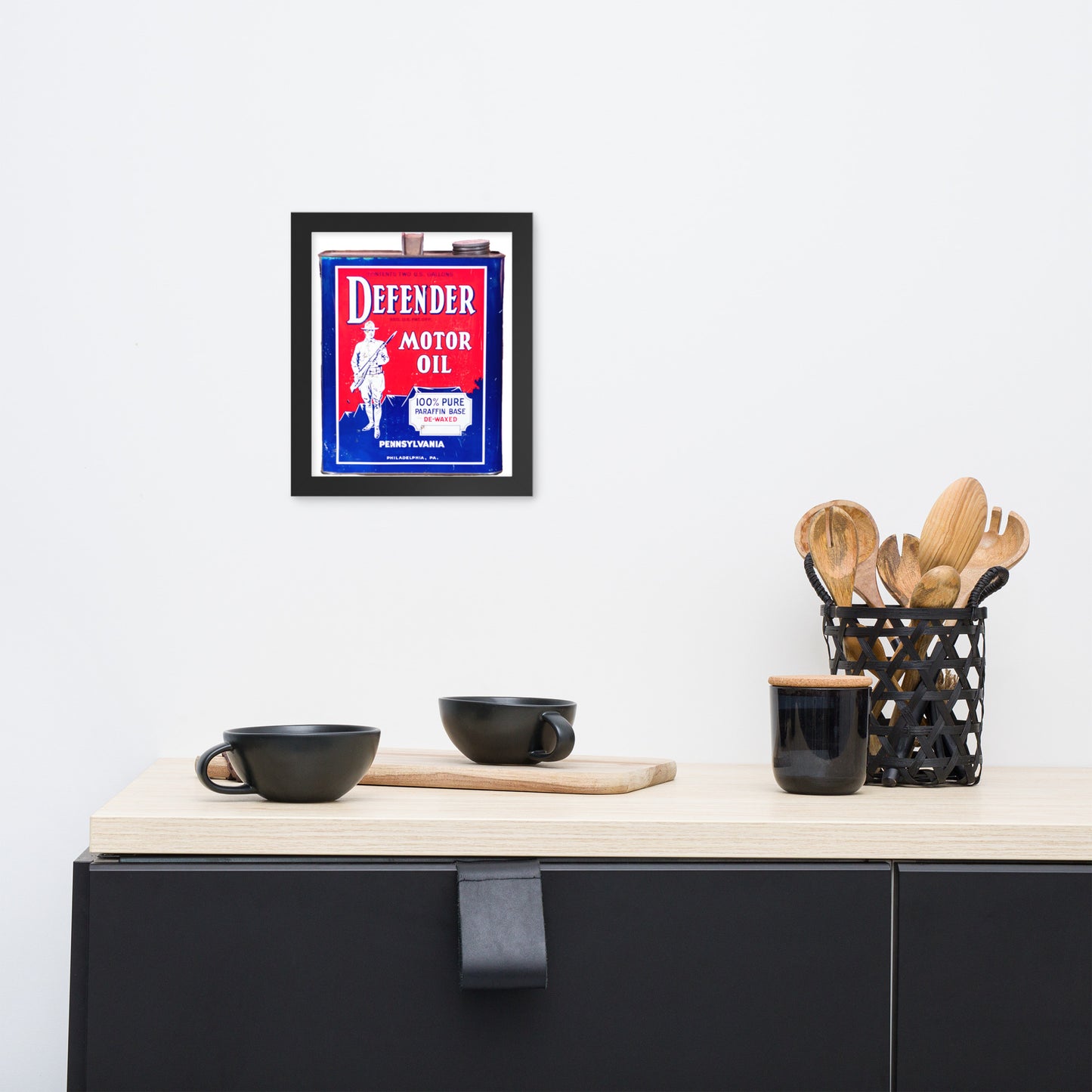 Vintage Defender Oil Steel Can Design Framed poster