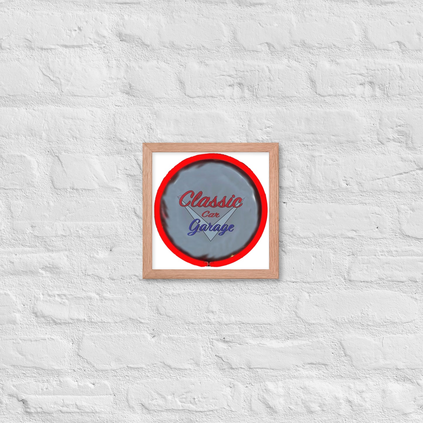 Classic Car Garage Neon Graffiti Style Framed poster