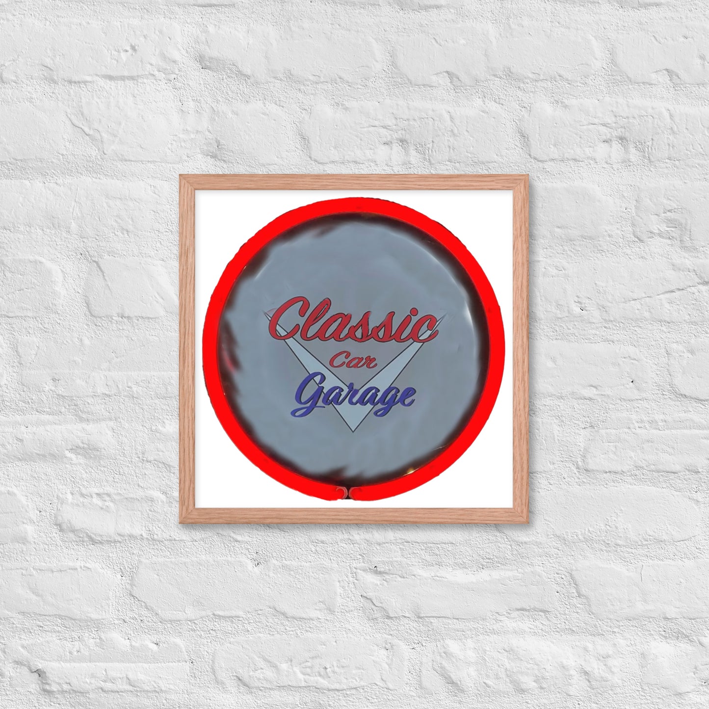 Classic Car Garage Neon Graffiti Style Framed poster