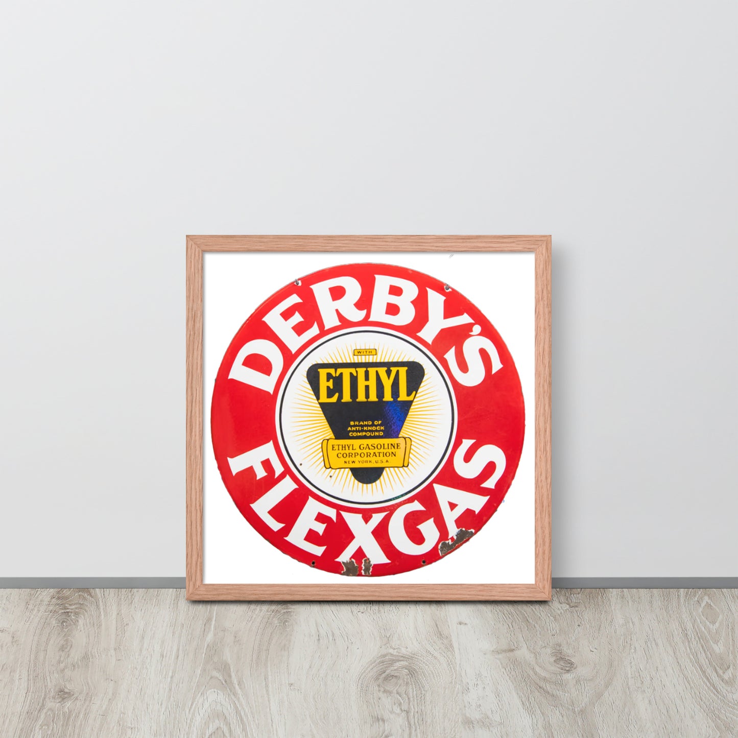 Vintage Derby Gas Tin Painted Design Framed poster