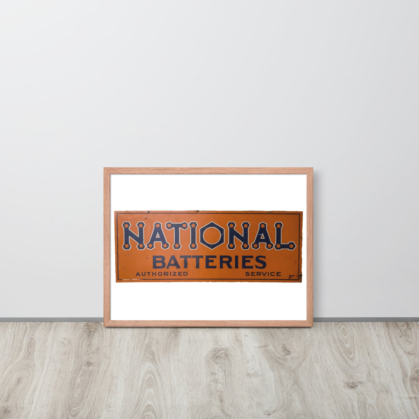 Retro National Battery Sign Patina Style Framed poster