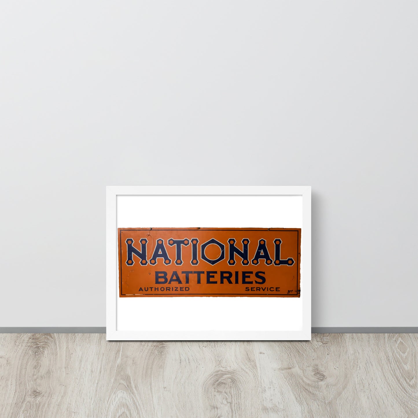 Retro National Battery Sign Patina Style Framed poster