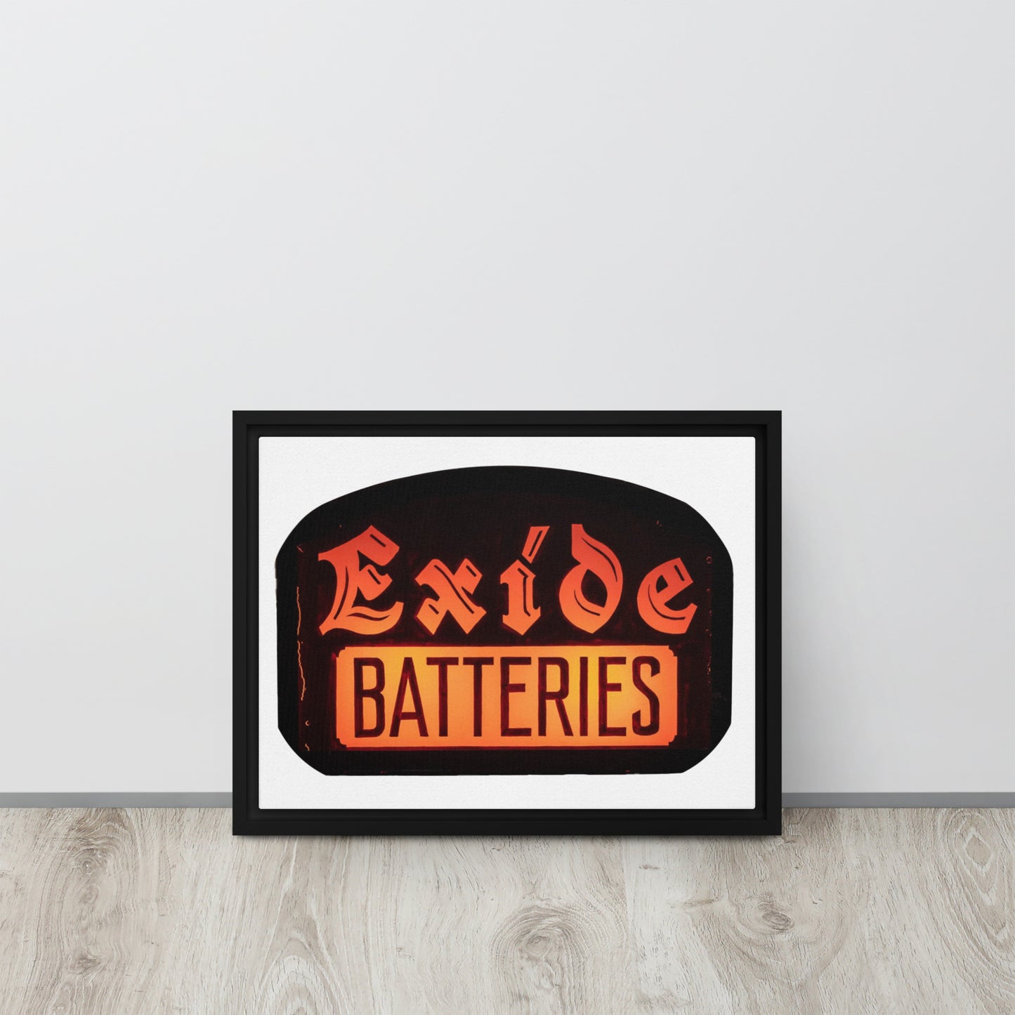 Vintage Battery Sign Framed canvas