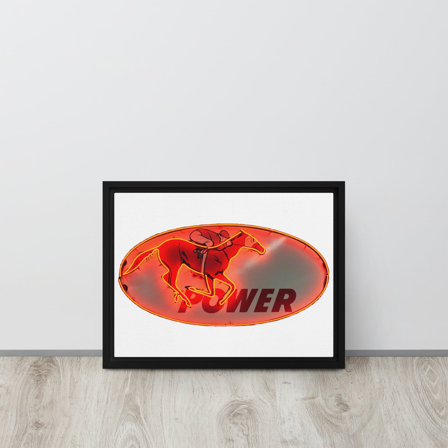 Retro Neon Sign Power Framed canvas