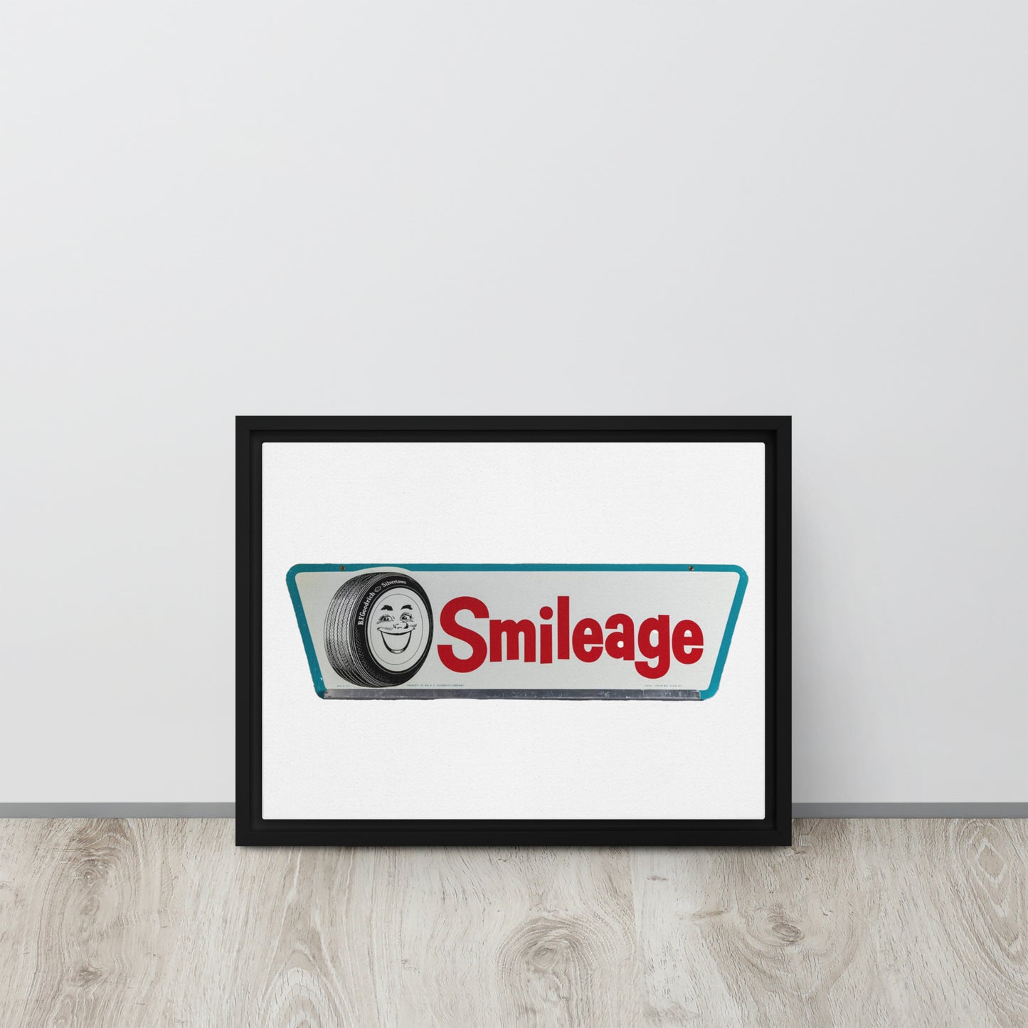 Retro Smileage Tire Sign Framed canvas