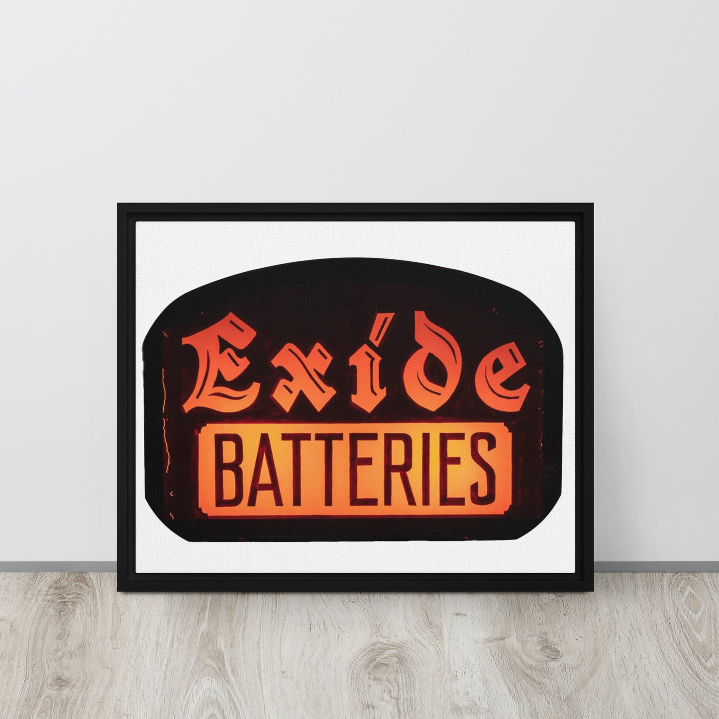 Vintage Battery Sign Framed canvas