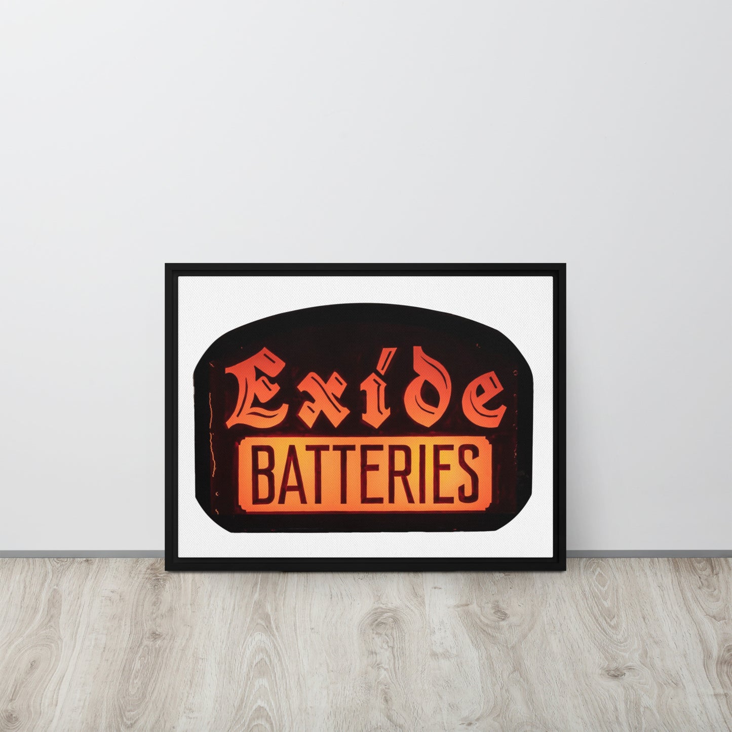 Vintage Battery Sign Framed canvas