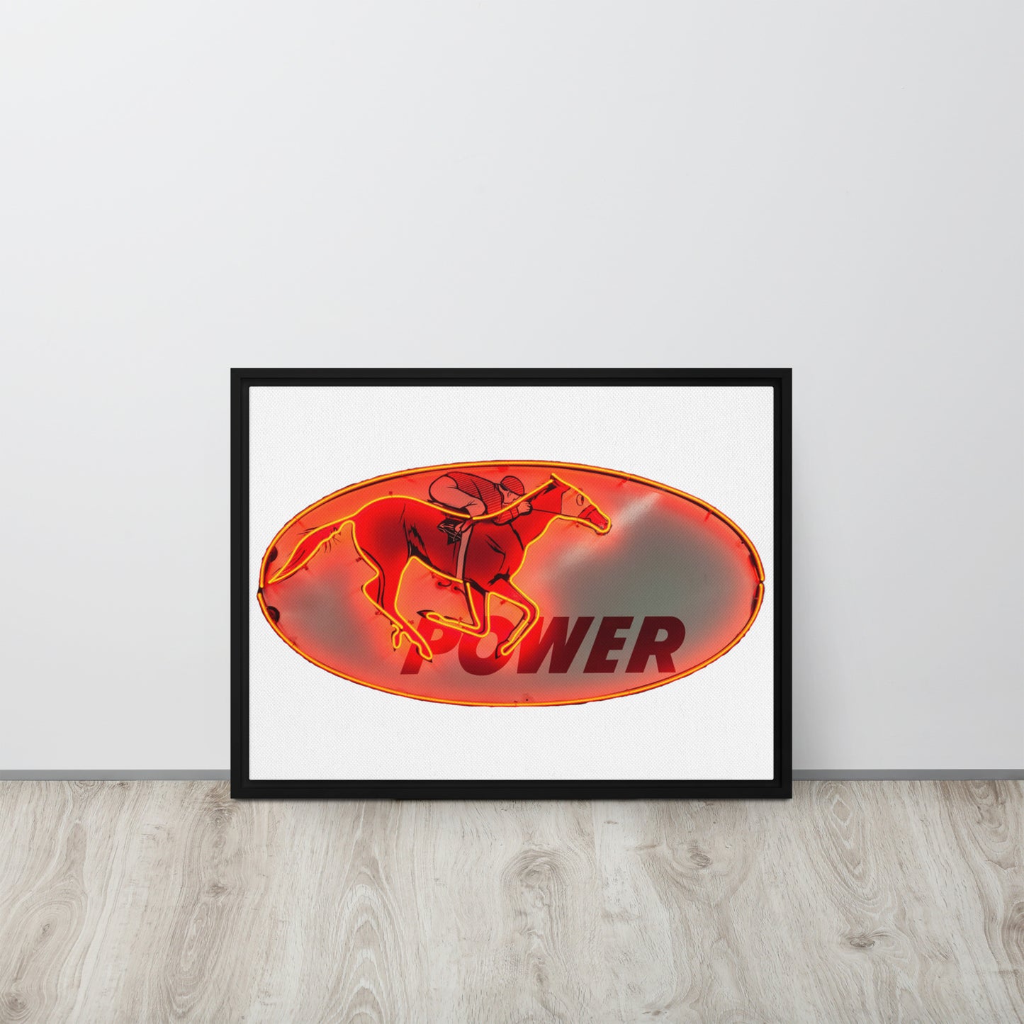Retro Neon Sign Power Framed canvas