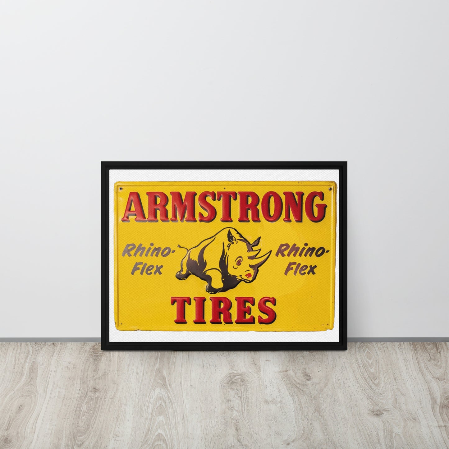 Retro Rhino Tire Sign Tin Style Framed canvas