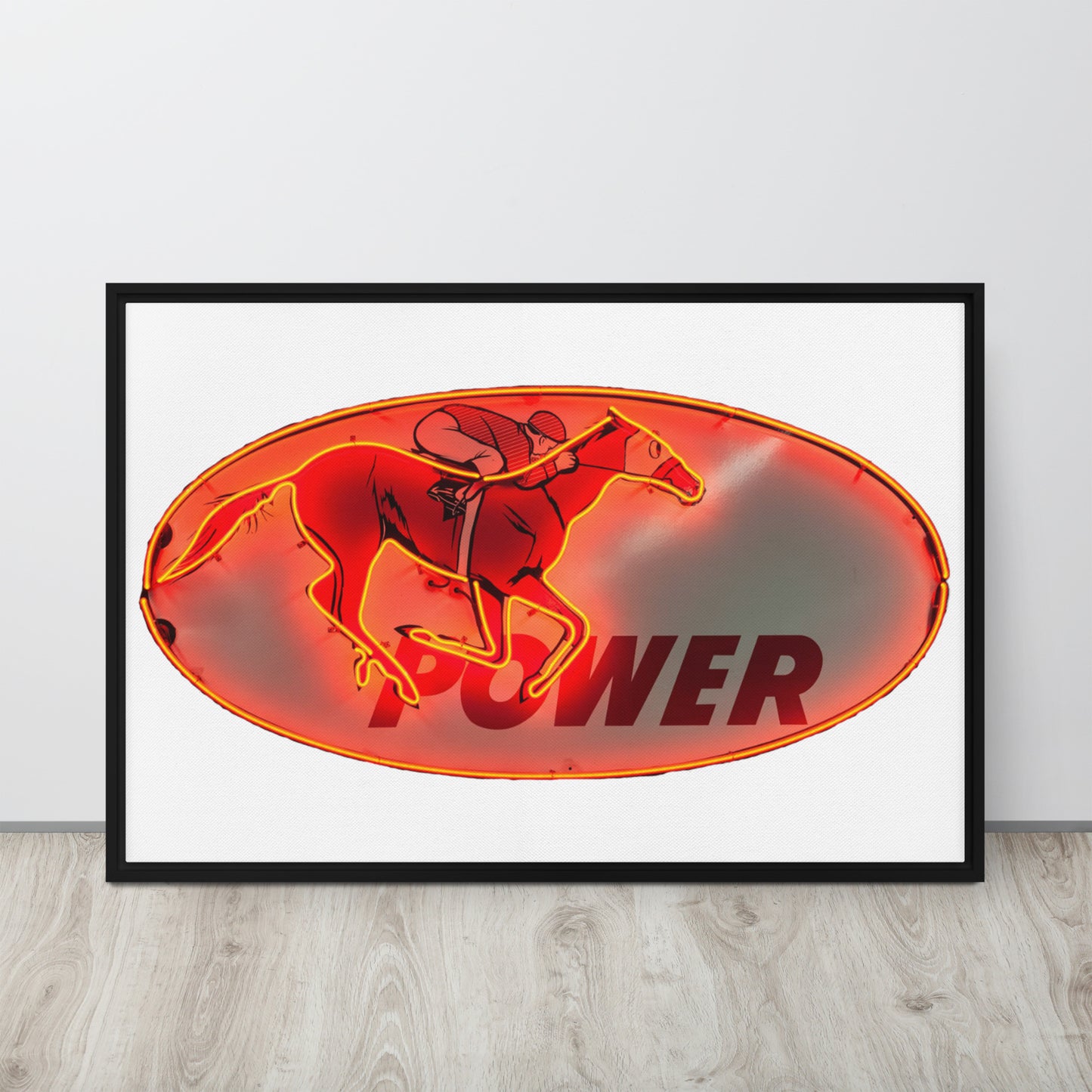 Retro Neon Sign Power Framed canvas