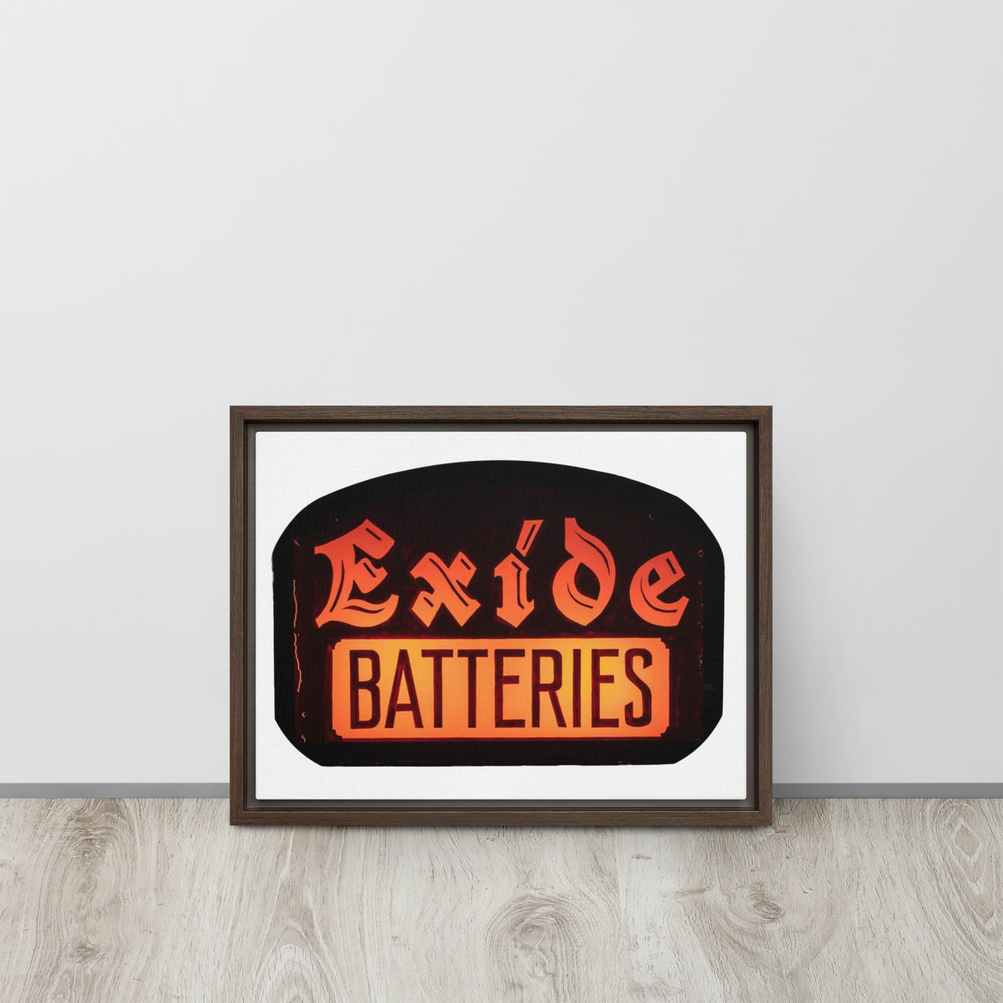 Vintage Battery Sign Framed canvas