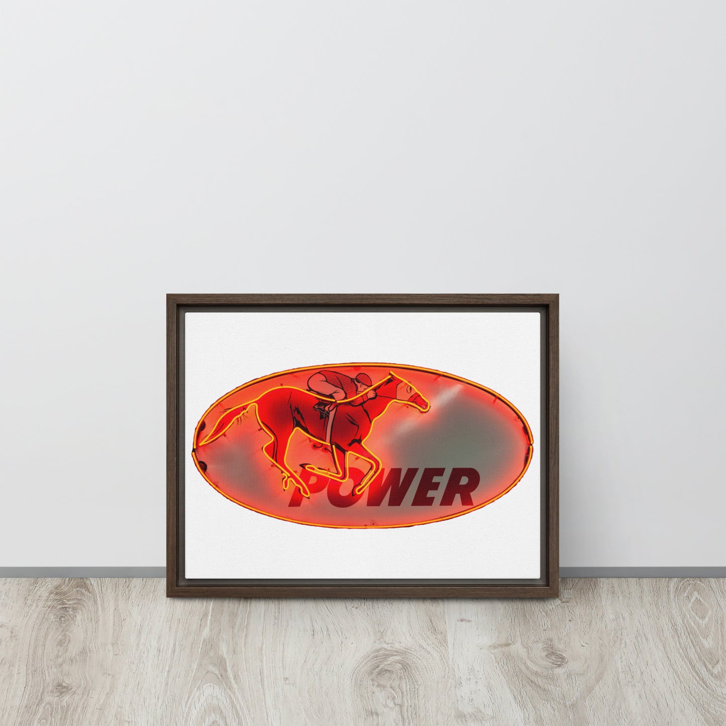 Retro Neon Sign Power Framed canvas