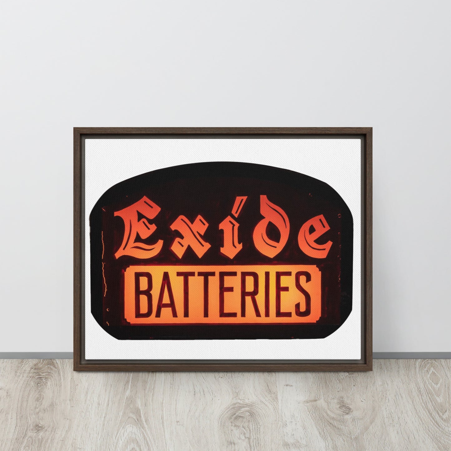 Vintage Battery Sign Framed canvas
