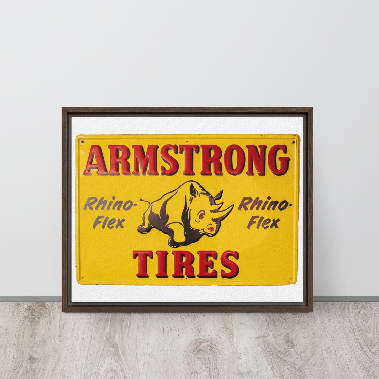 Retro Rhino Tire Sign Tin Style Framed canvas