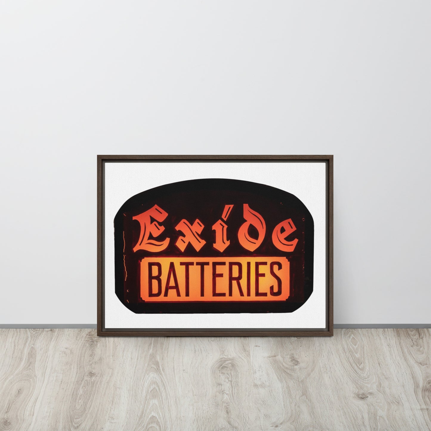 Vintage Battery Sign Framed canvas