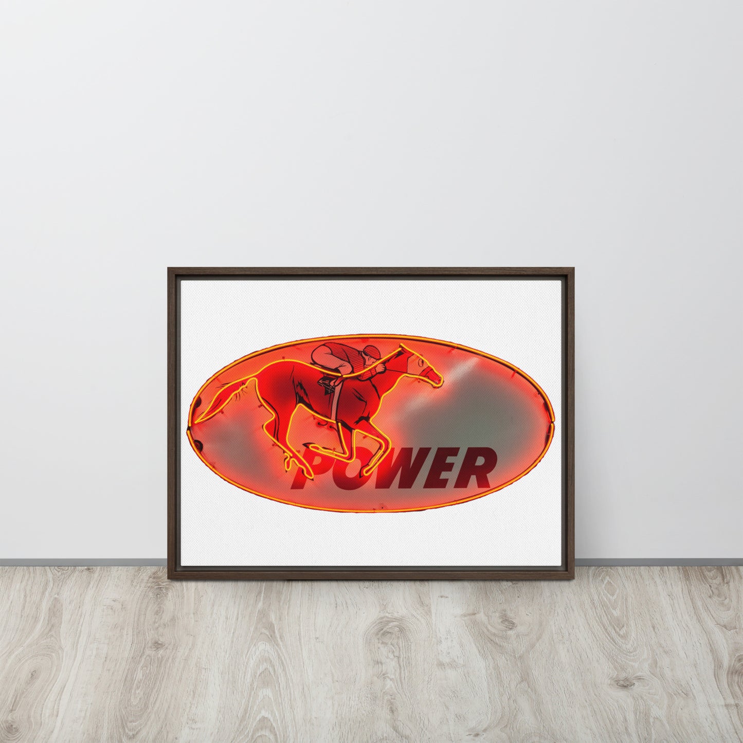 Retro Neon Sign Power Framed canvas