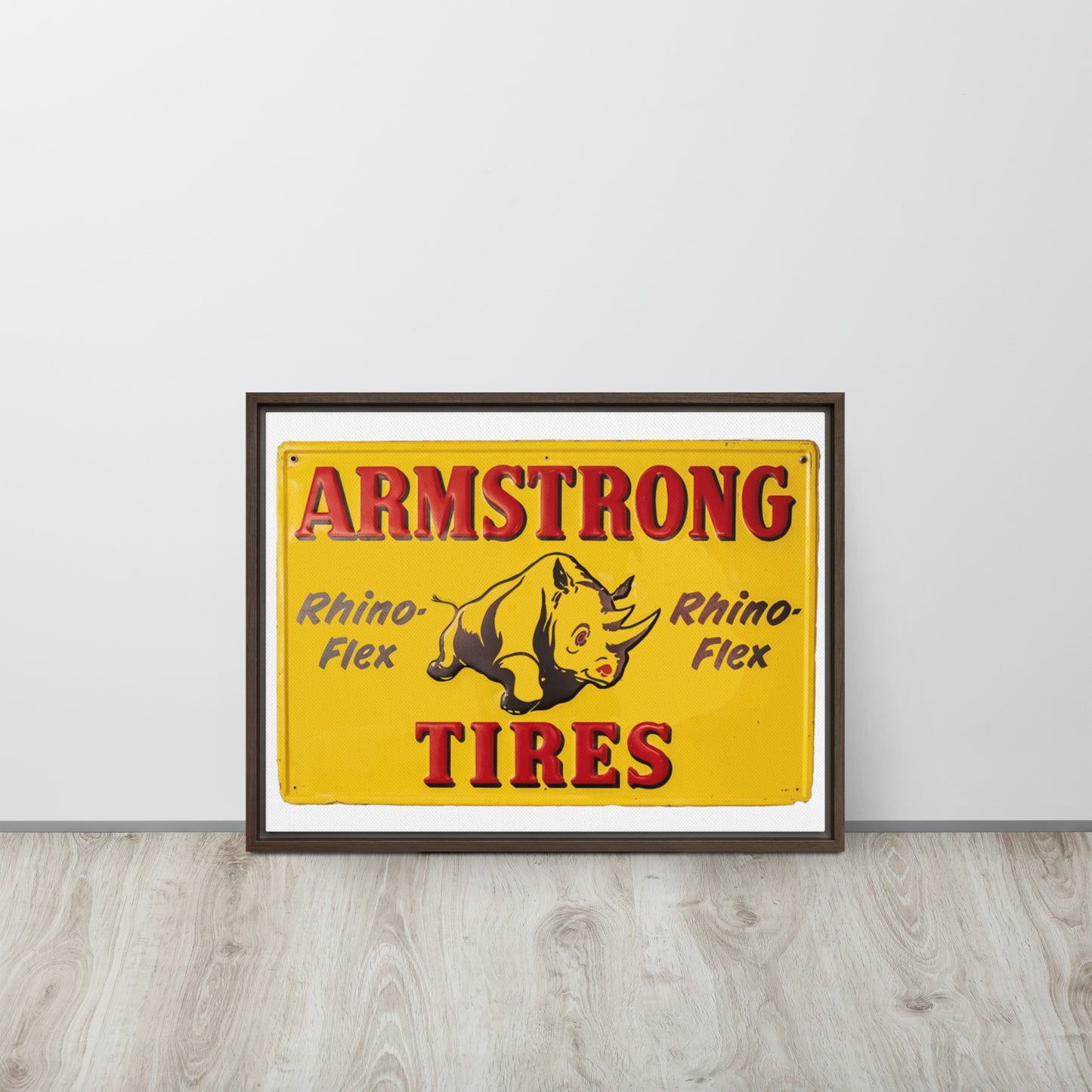 Retro Rhino Tire Sign Tin Style Framed canvas