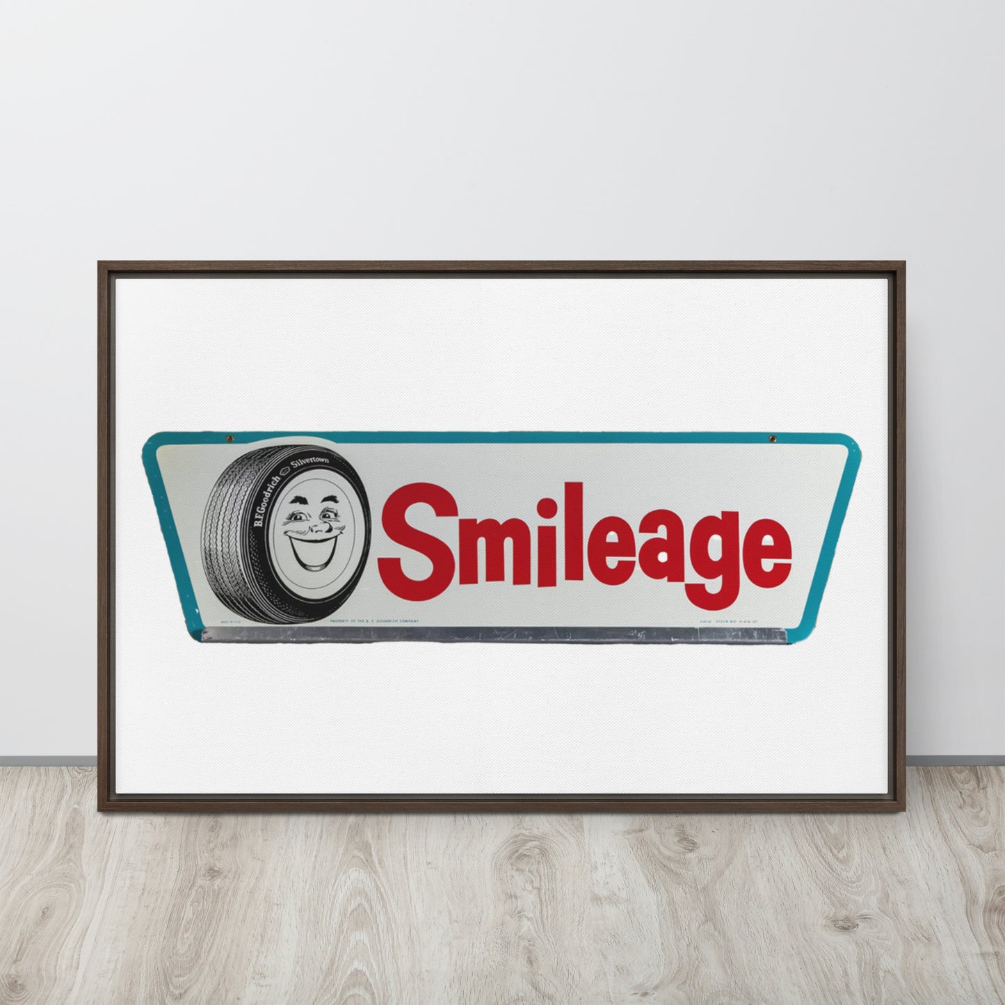 Retro Smileage Tire Sign Framed canvas