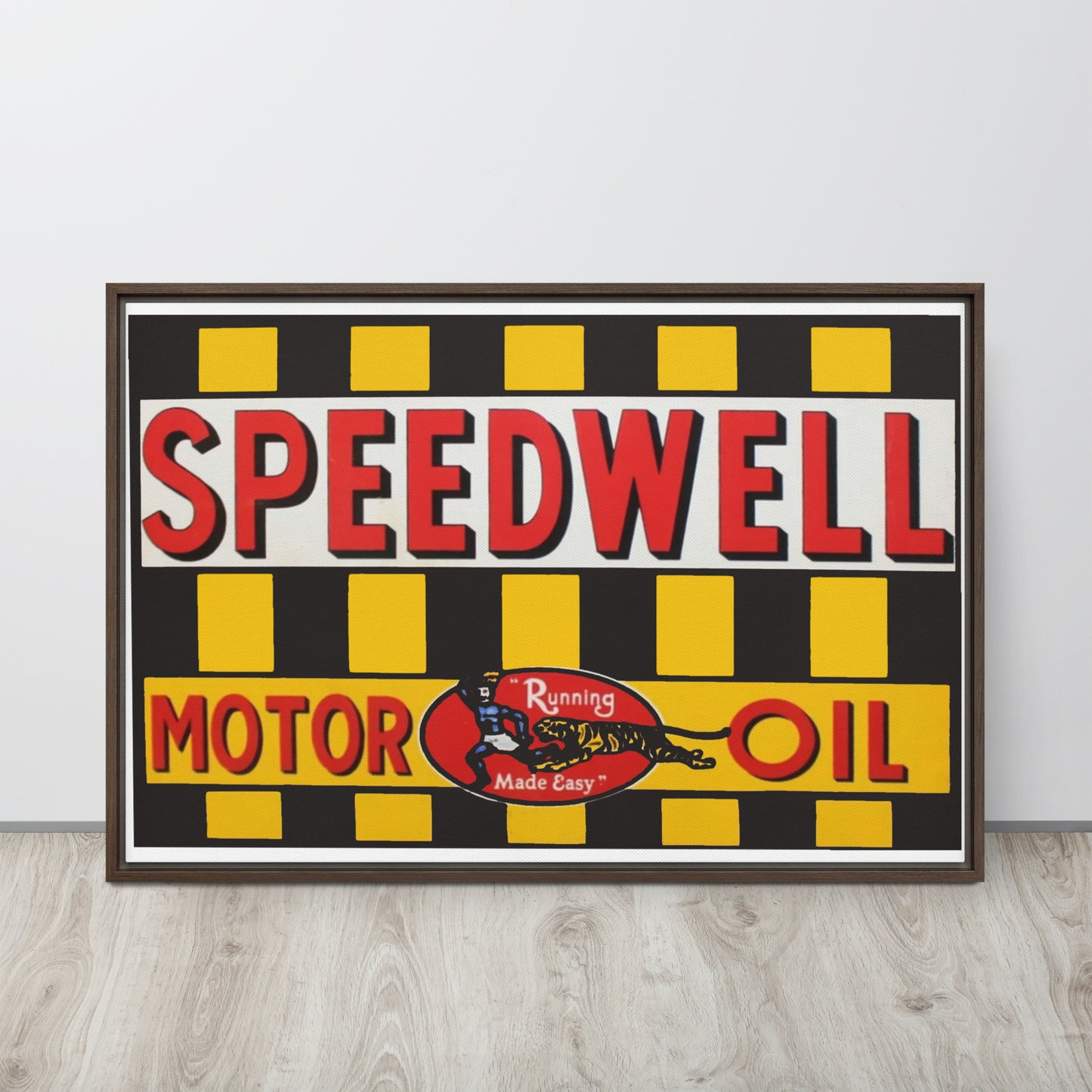 Retro Speedway Tin Syle Framed canvas