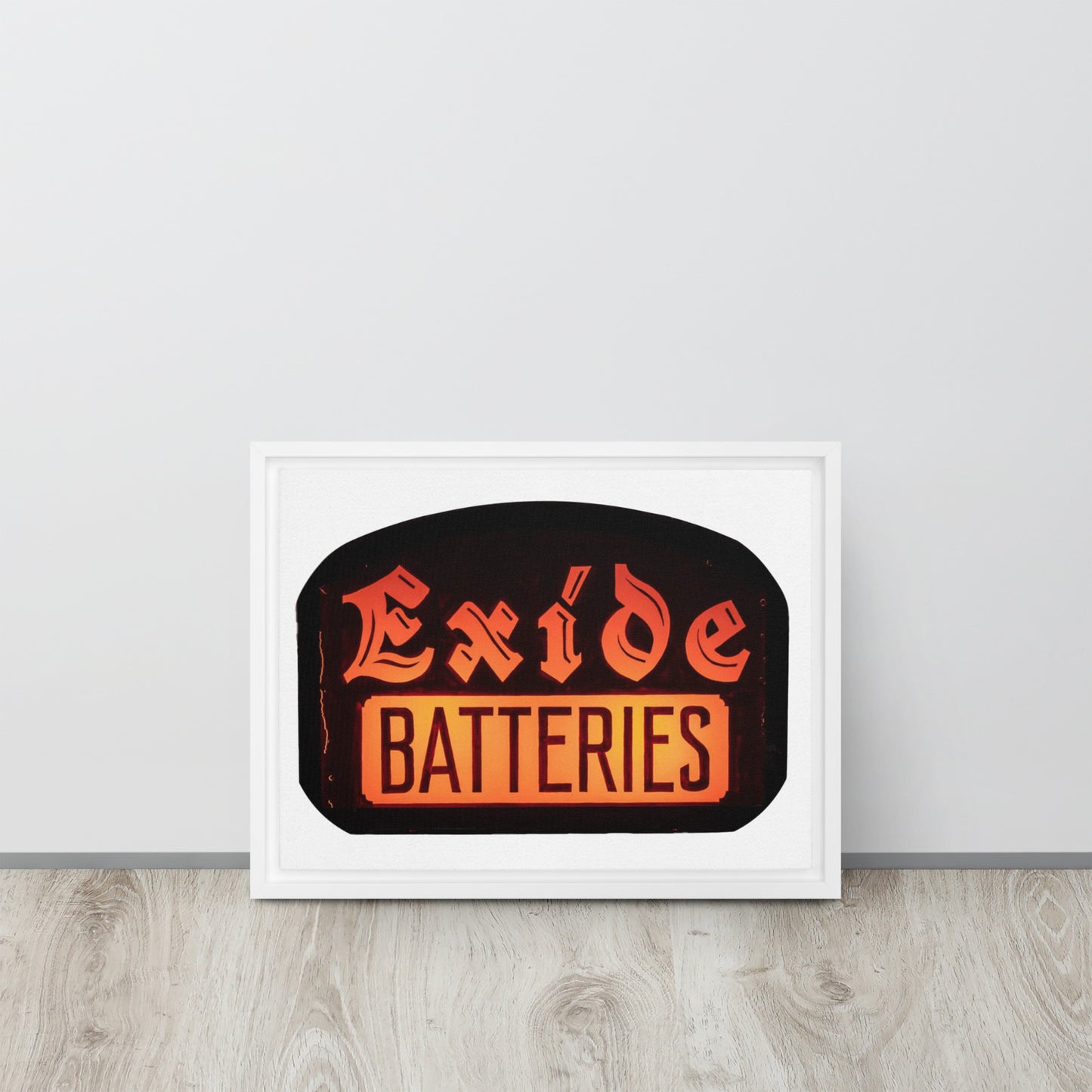 Vintage Battery Sign Framed canvas