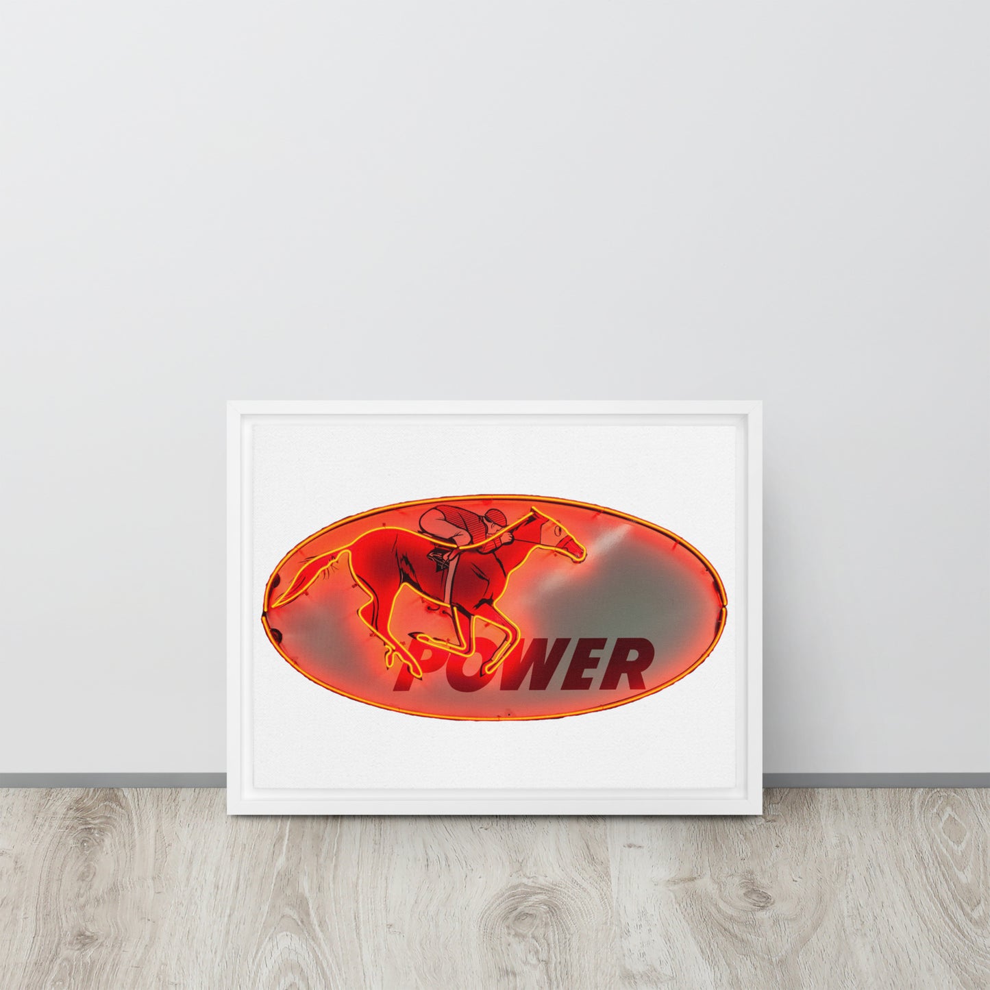 Retro Neon Sign Power Framed canvas
