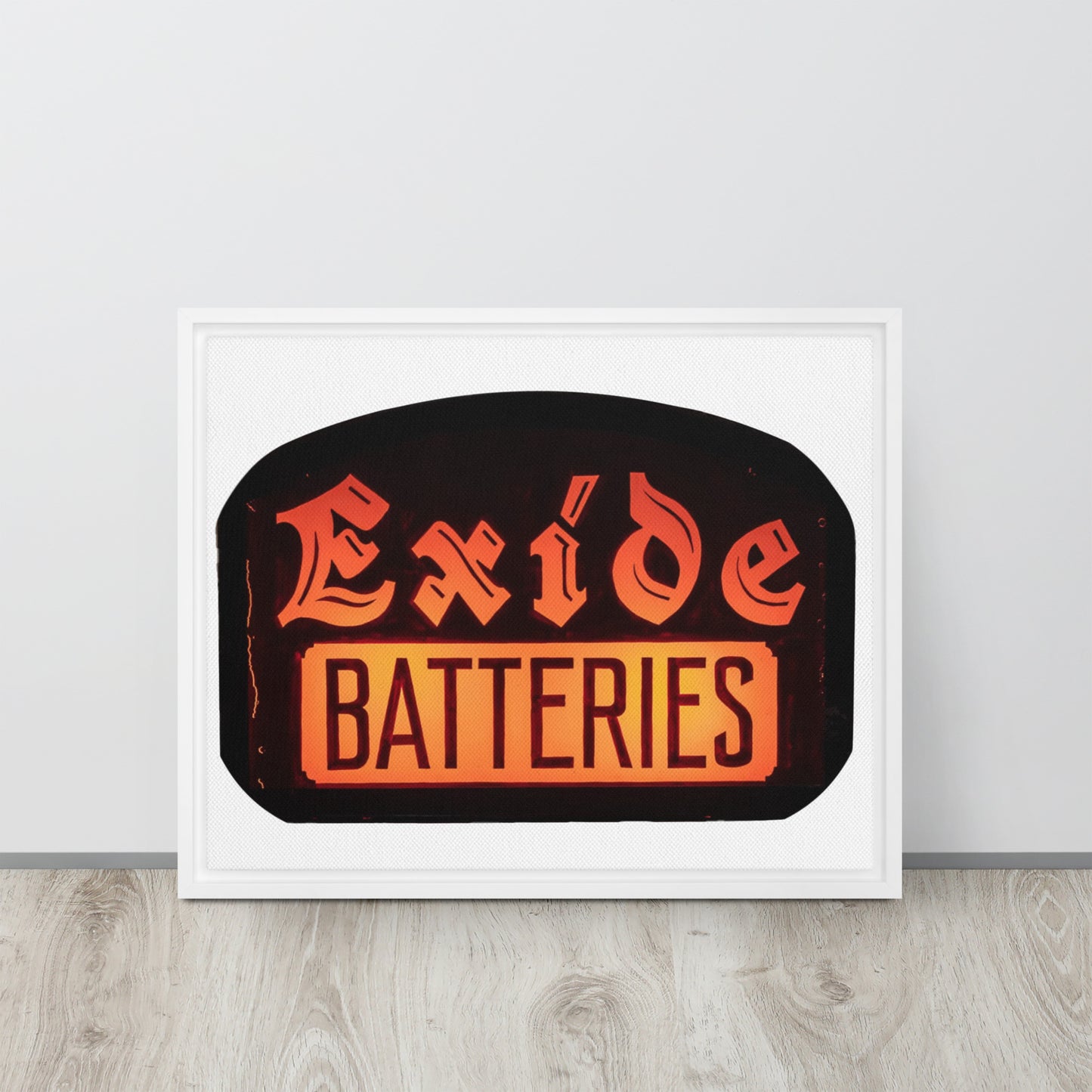 Vintage Battery Sign Framed canvas