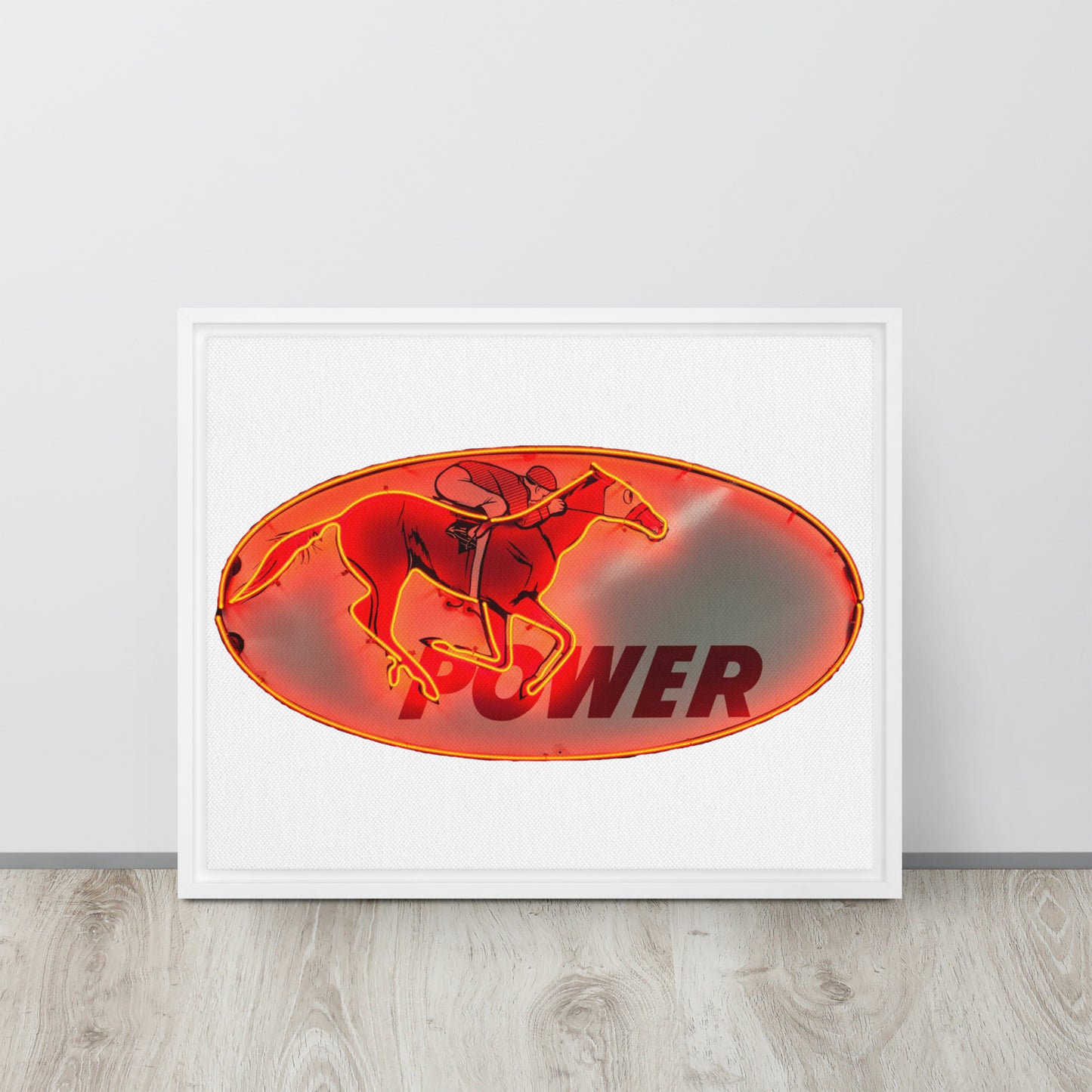Retro Neon Sign Power Framed canvas