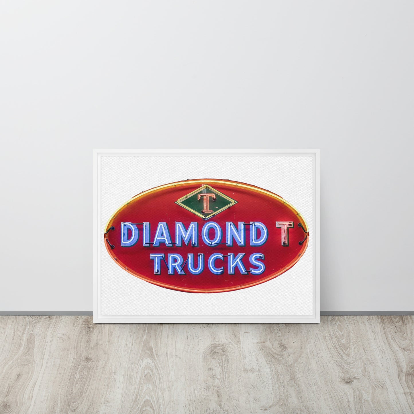 Diamond Trucks Retro Neon Sign Style Framed canvas