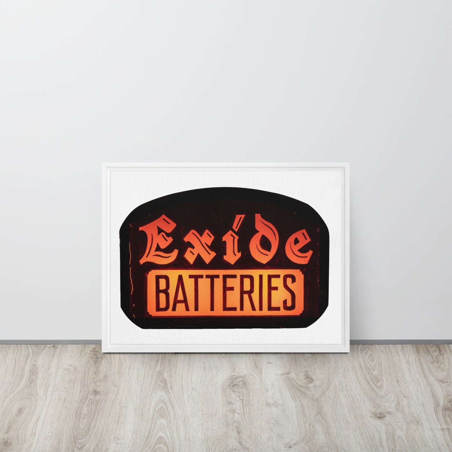 Vintage Battery Sign Framed canvas