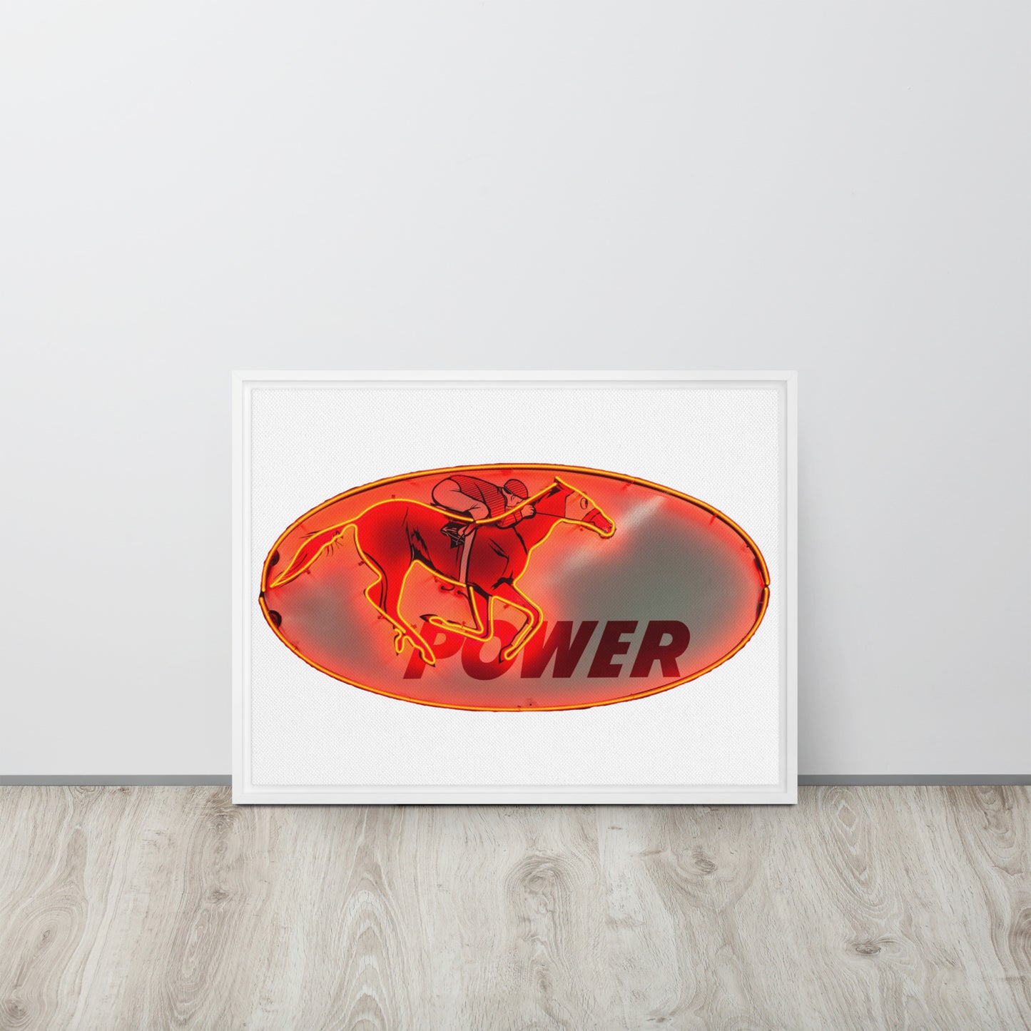 Retro Neon Sign Power Framed canvas
