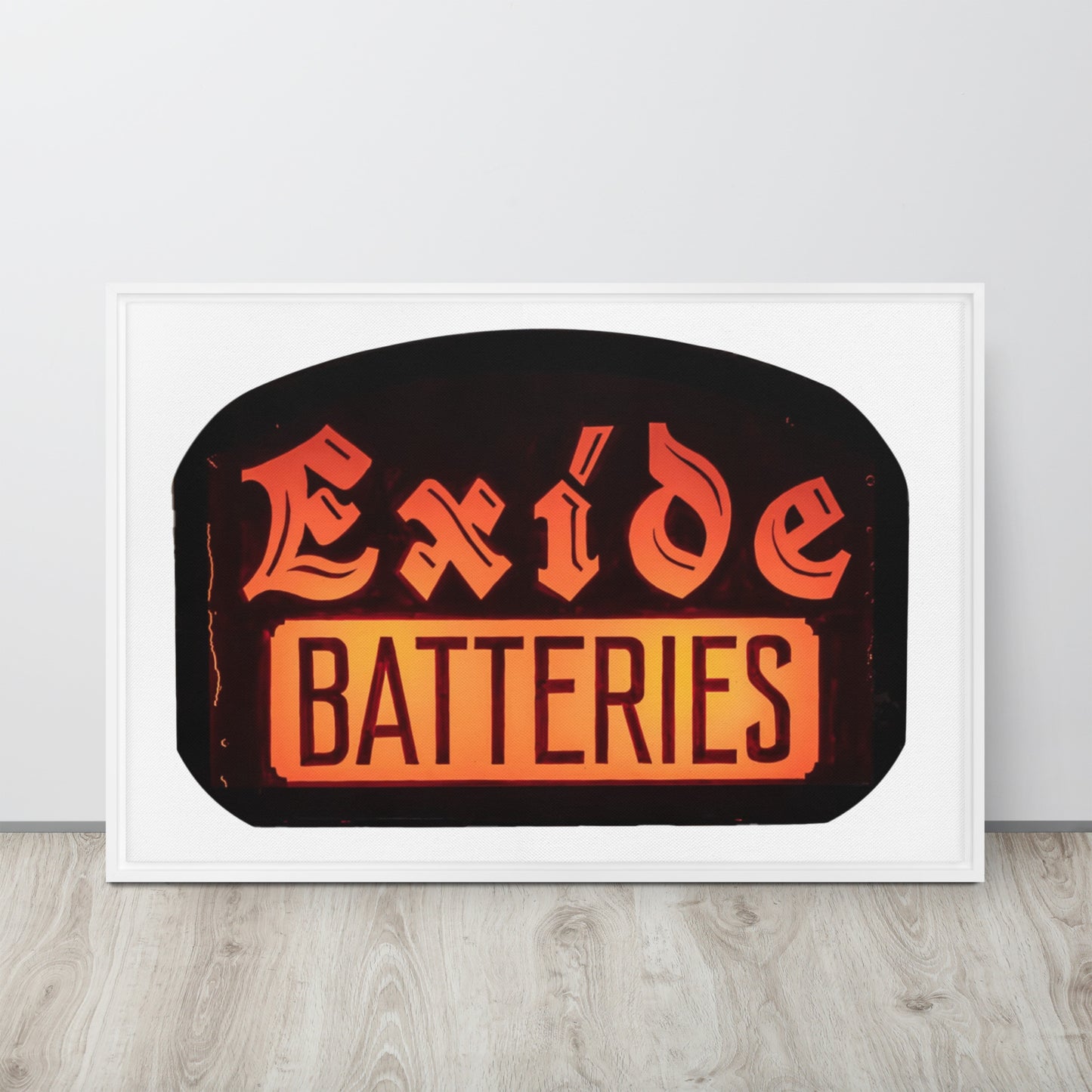 Vintage Battery Sign Framed canvas
