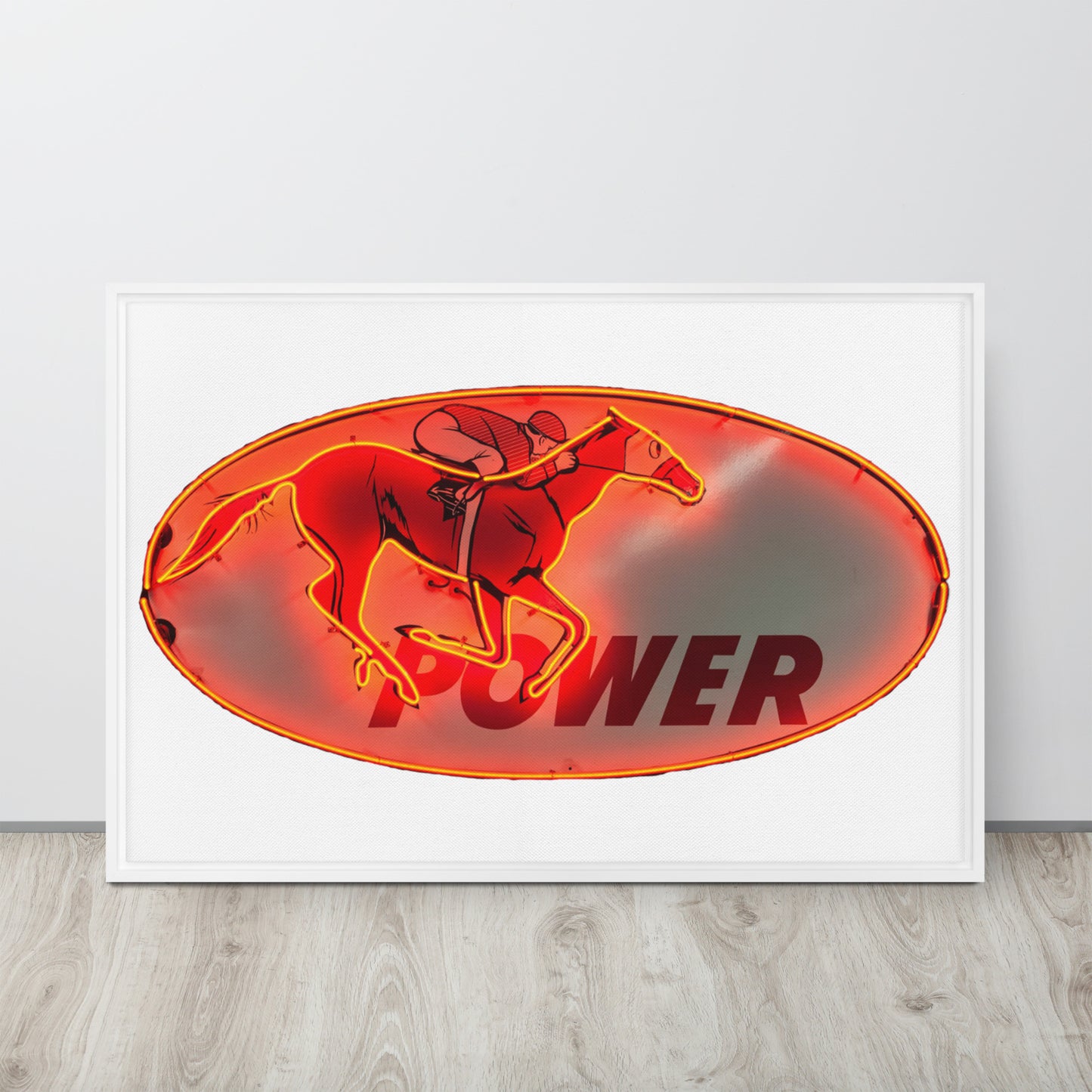 Retro Neon Sign Power Framed canvas