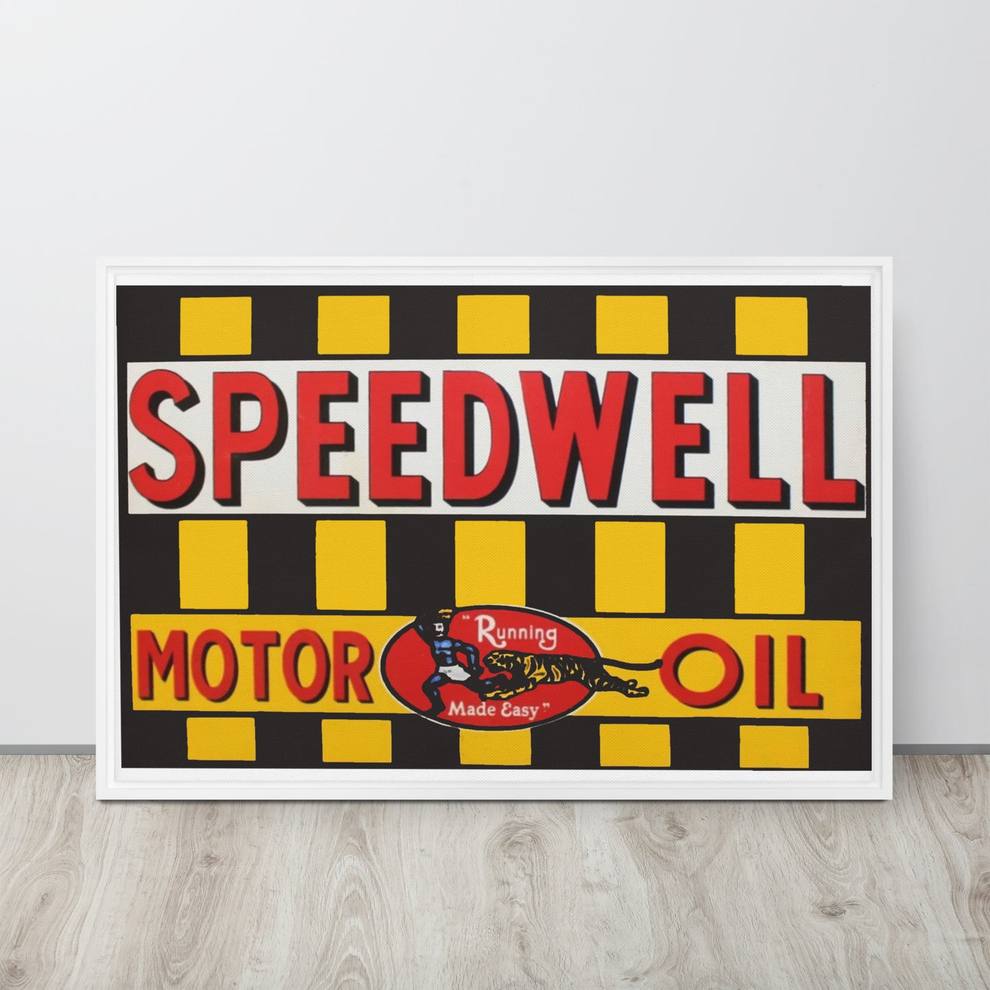 Retro Speedway Tin Syle Framed canvas