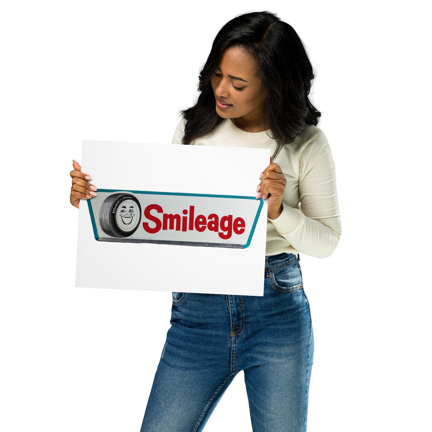 Retro Smileage Tire Sign Metal prints