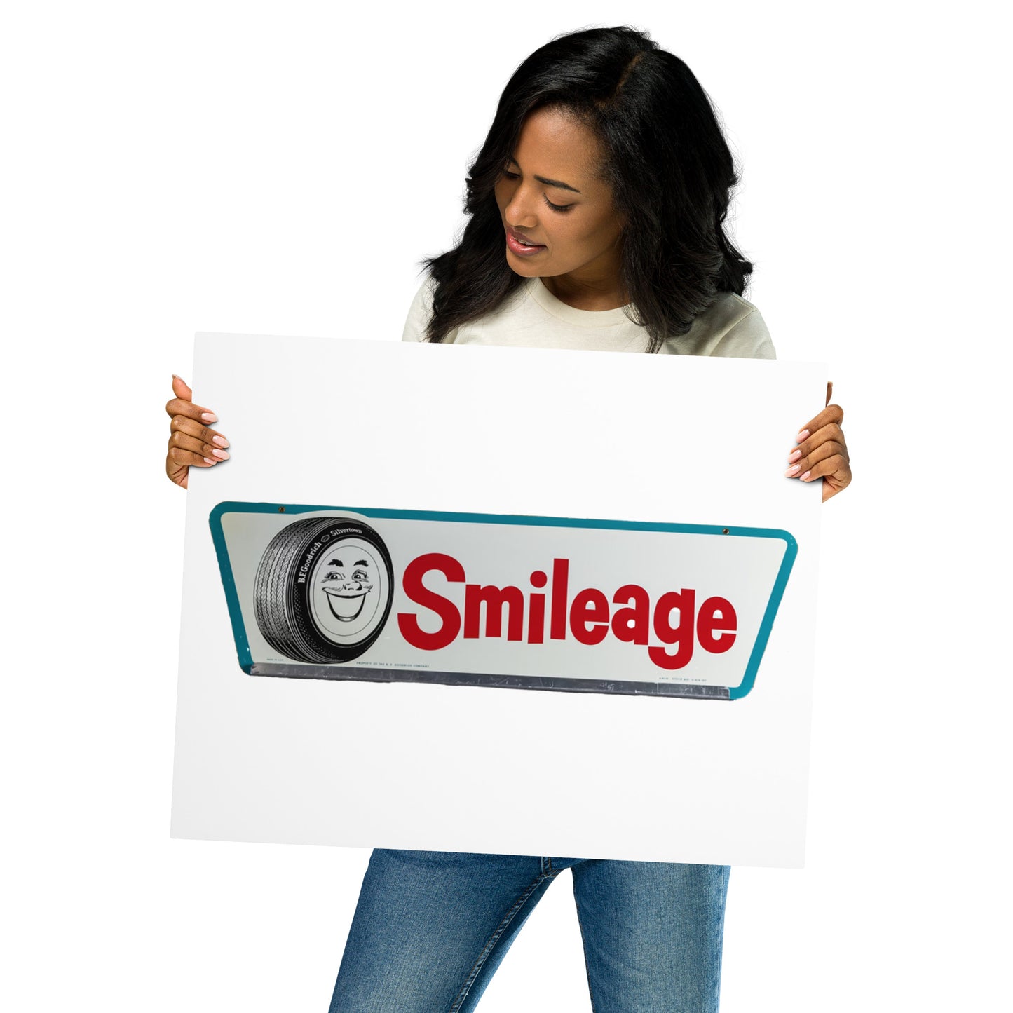 Retro Smileage Tire Sign Metal prints