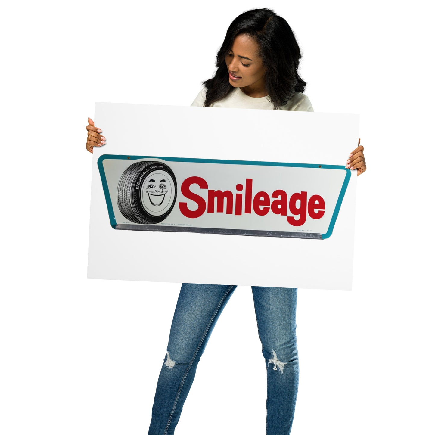 Retro Smileage Tire Sign Metal prints
