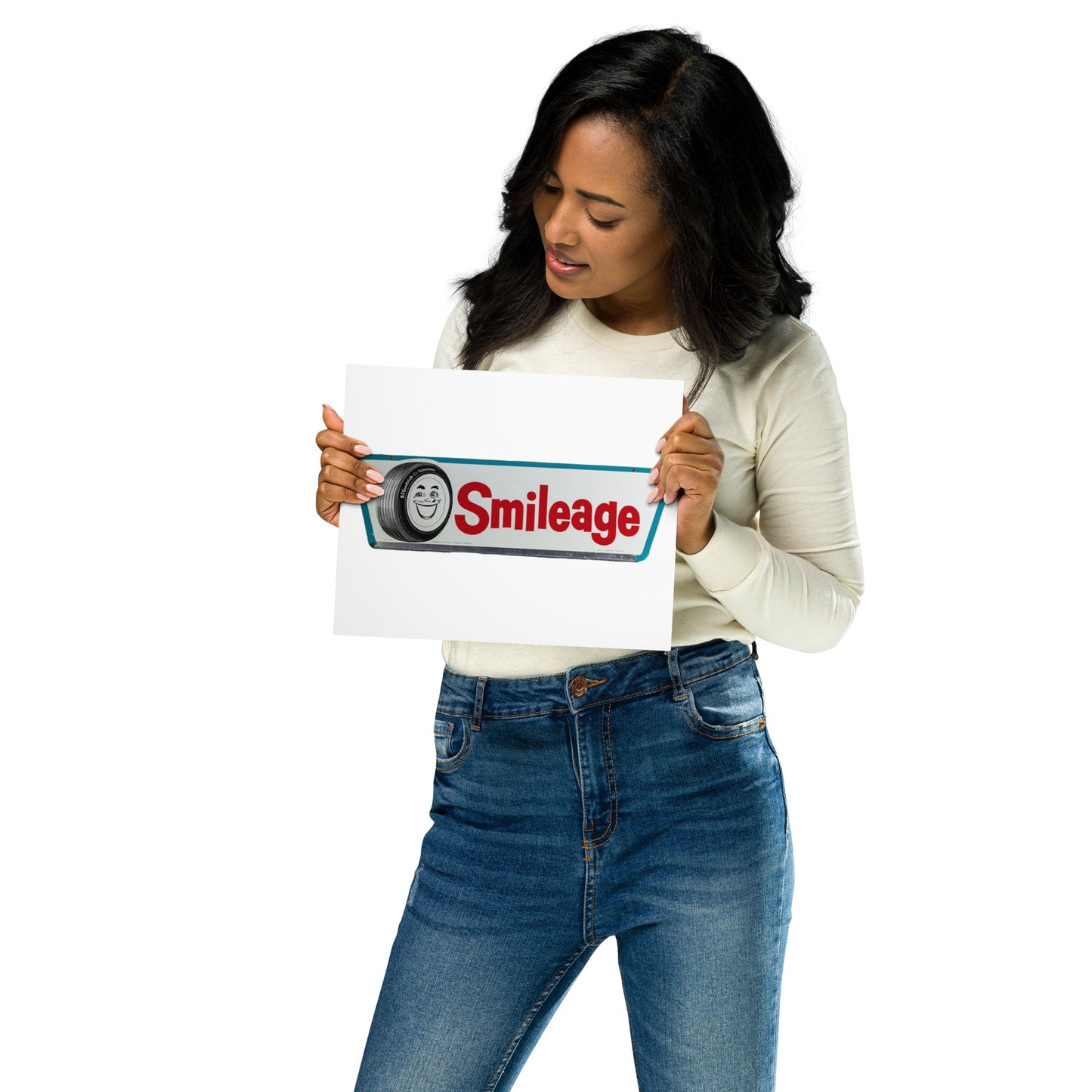 Retro Smileage Tire Sign Metal prints