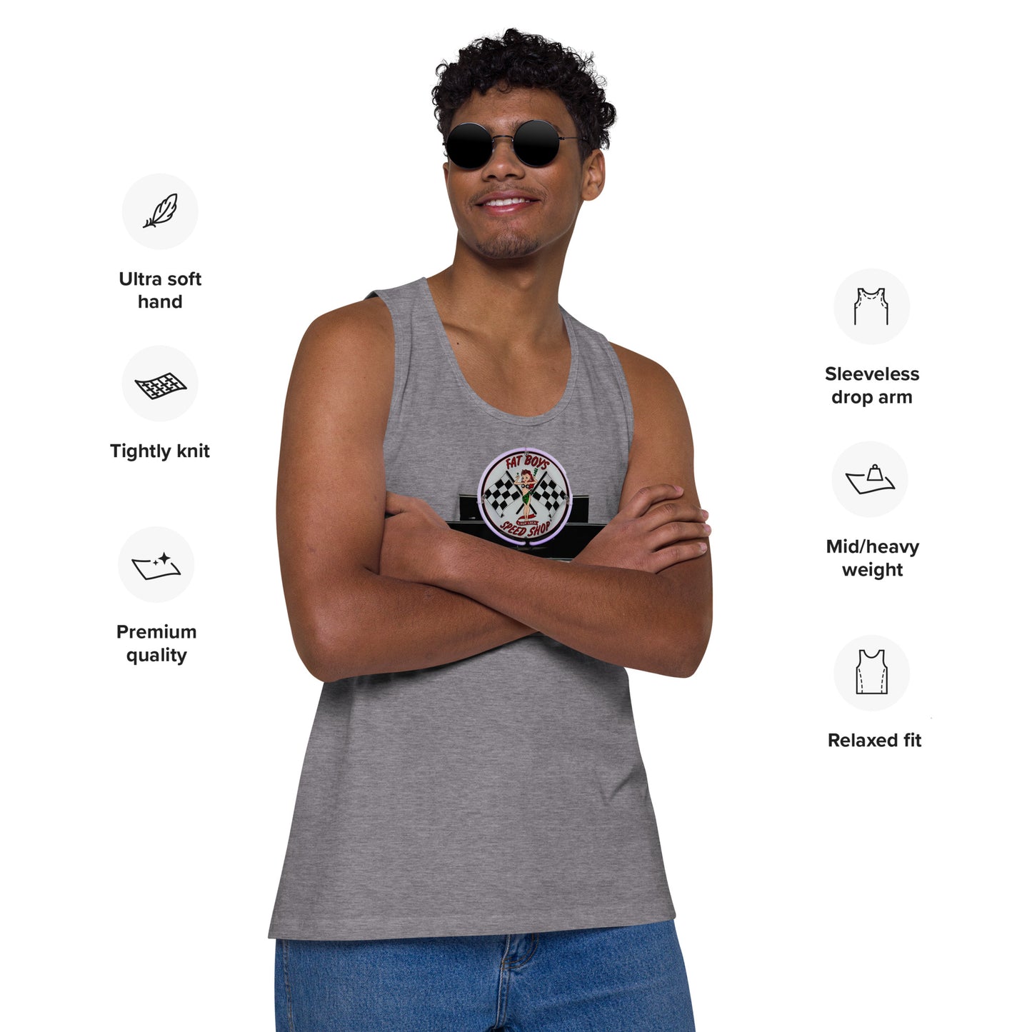 Vintage Neon Speed Shop Sign Men’s premium tank top