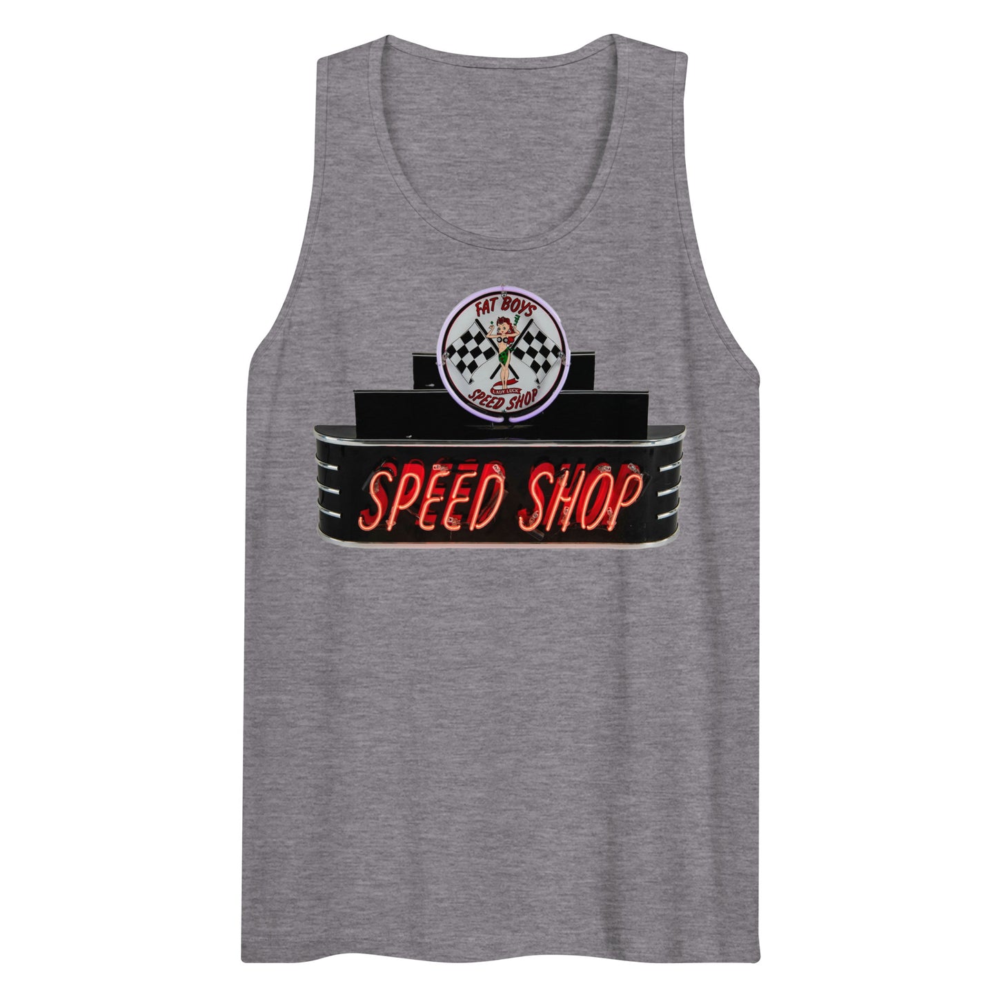 Vintage Neon Speed Shop Sign Men’s premium tank top