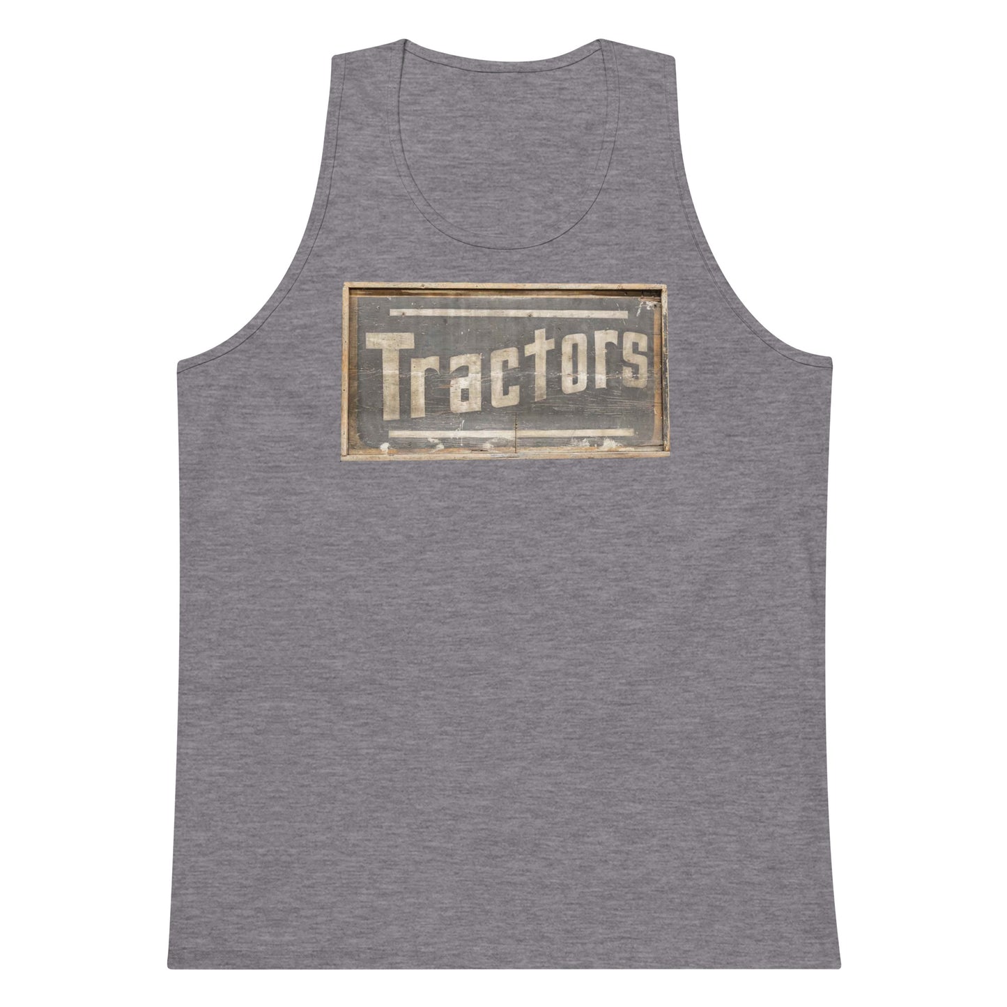 Retro Tractors Sign Wood Style Men’s premium tank top