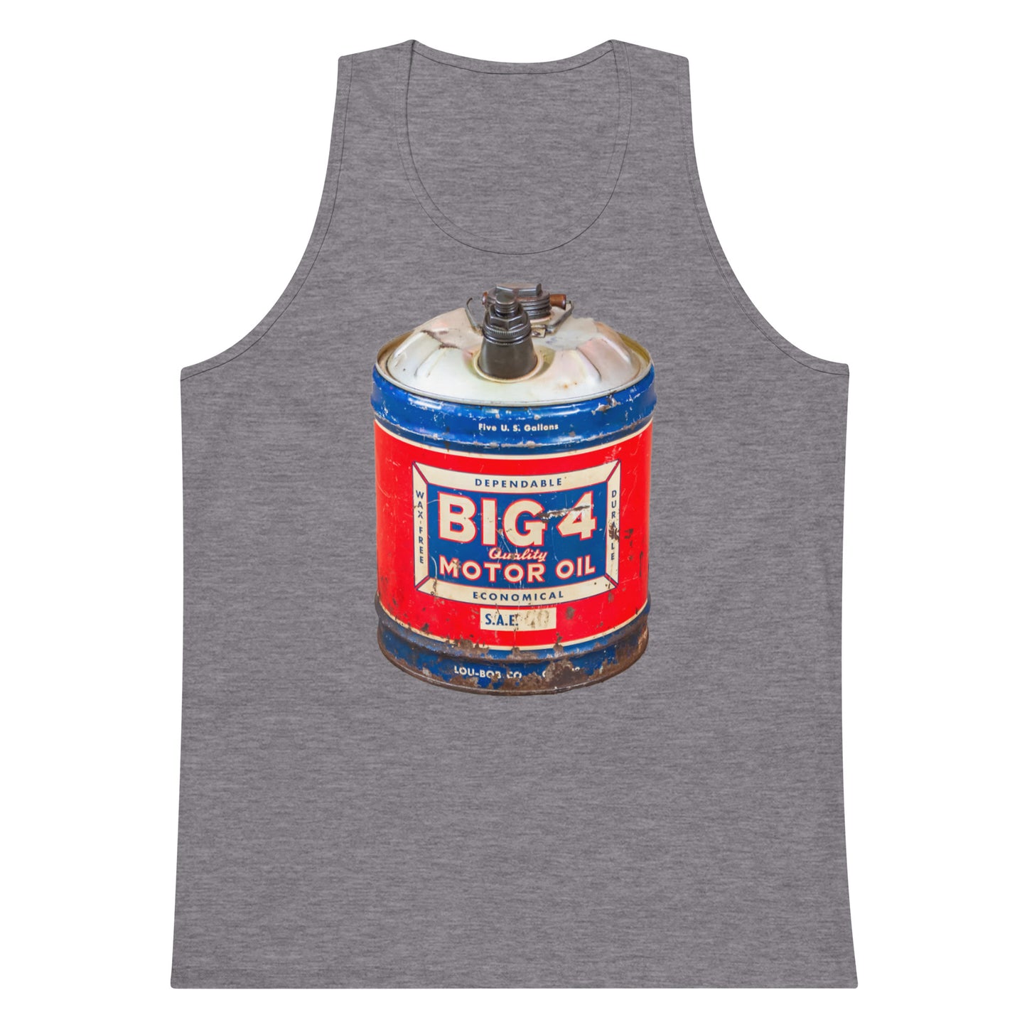 Vintage Motor Oil Steel Gallon Style Men’s premium tank top