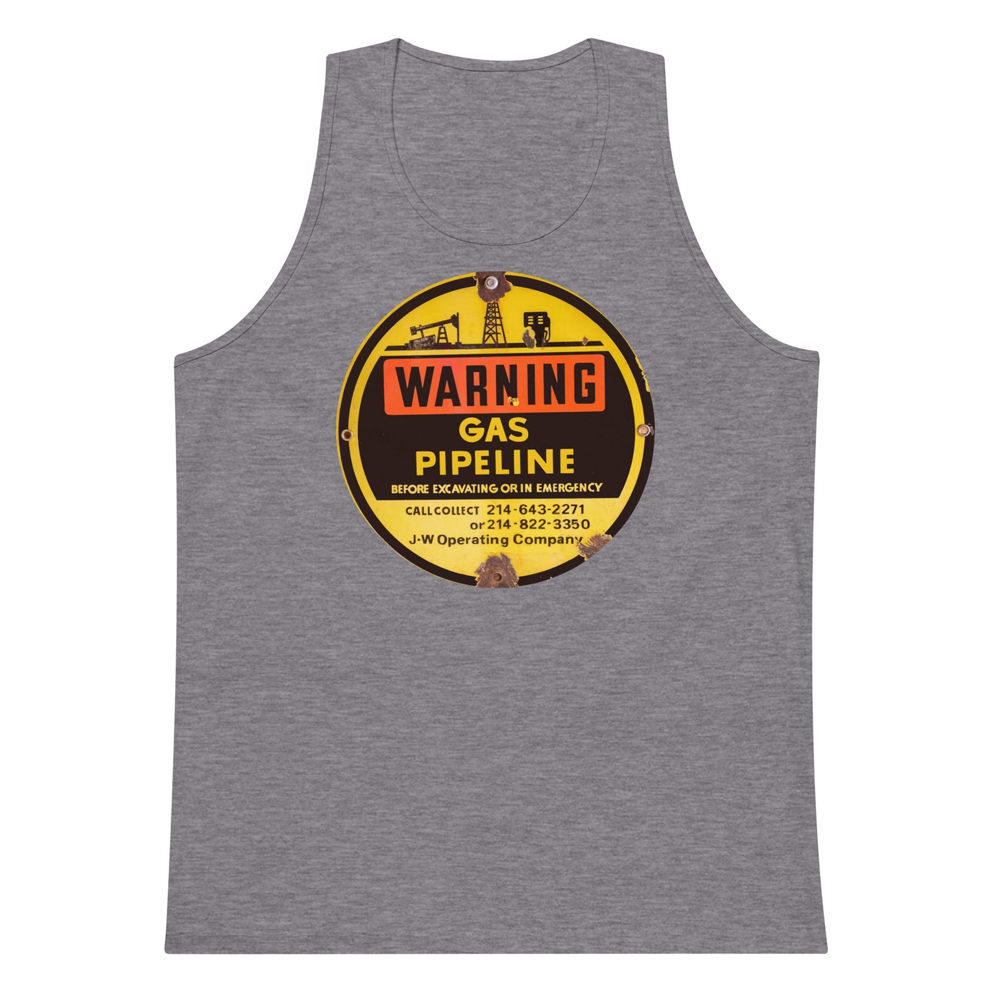 Retro Gas Warning Sign Tin Men’s premium tank top