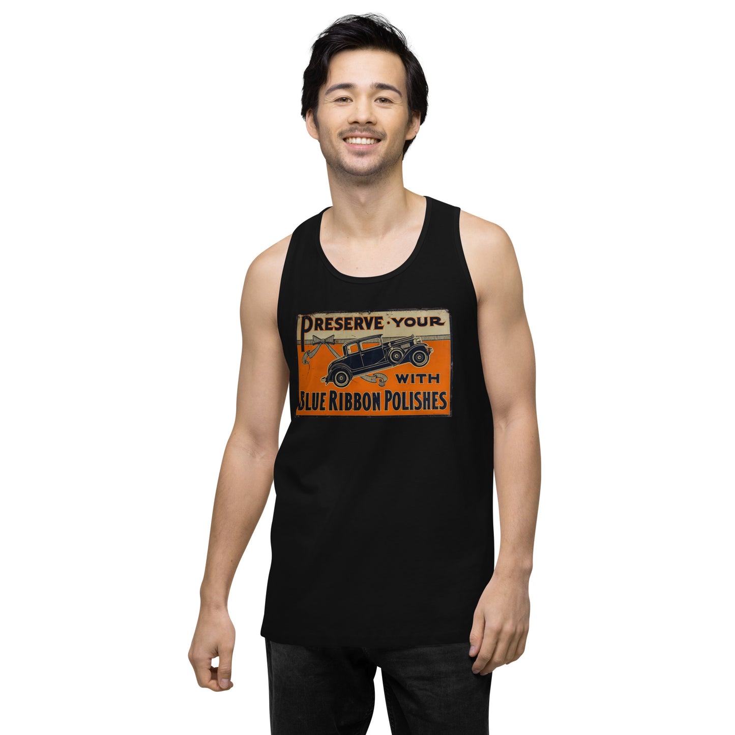 Blue Ribbon Patina Tin Style Men’s premium tank top