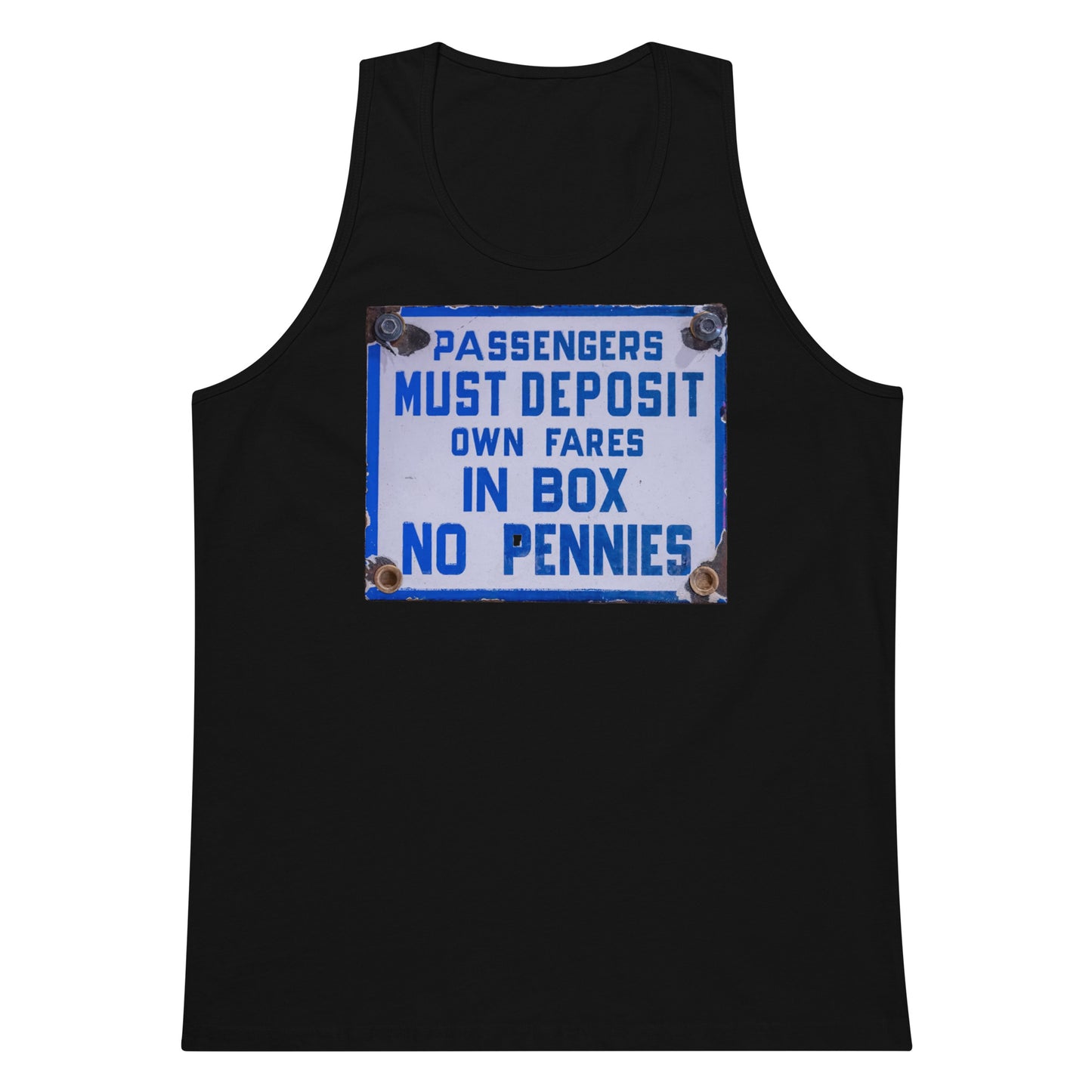 Vintage Passenger Fare Sign Men’s premium tank top